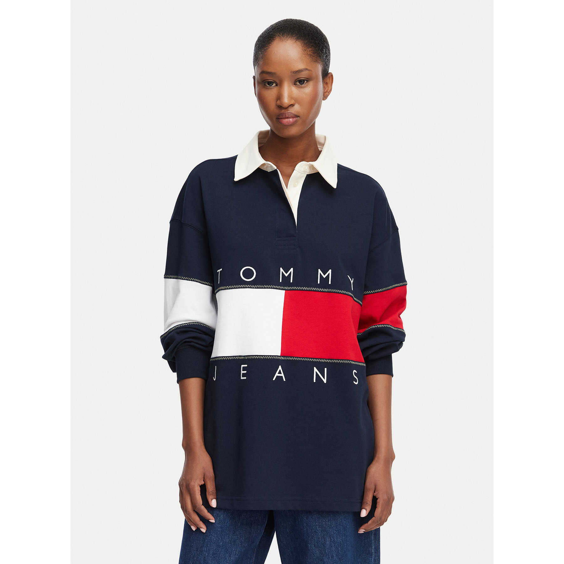 Tommy Jeans Bluza Tjw Ovs DW0DW22827 Granatowy Oversize