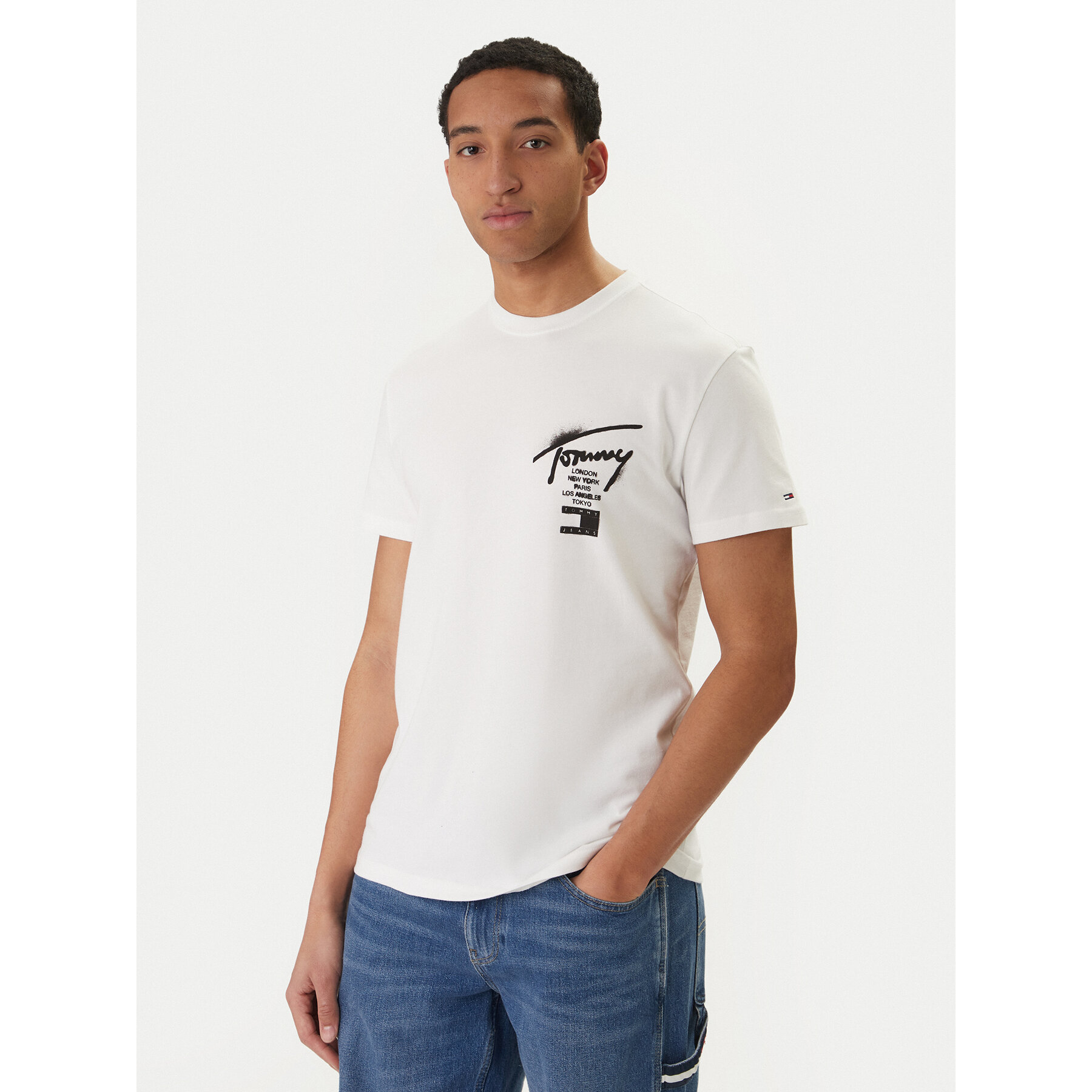 Tommy Jeans T-Shirt DM0DM22553 Biały Regular Fit