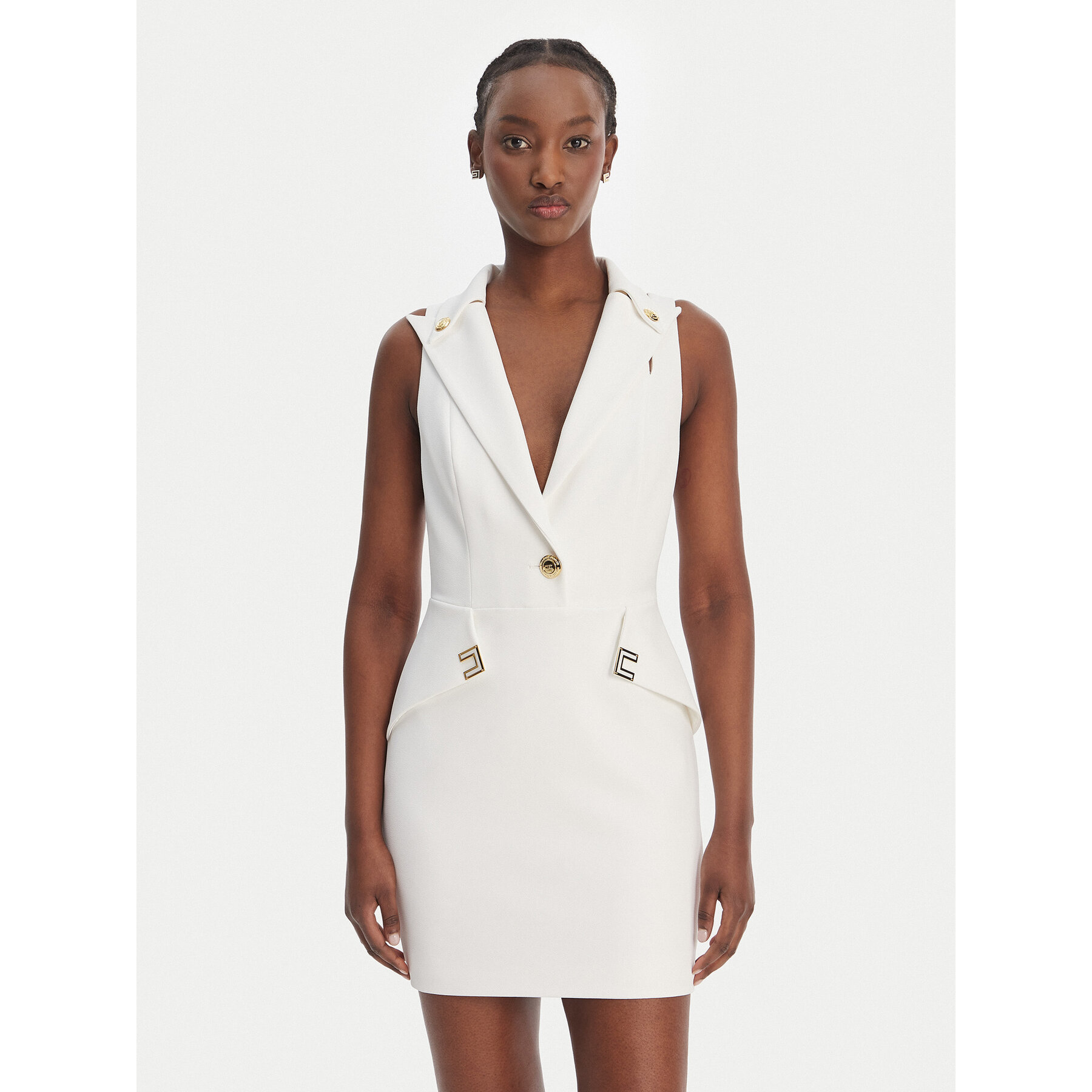 Elisabetta Franchi Sukienka koktajlowa AB-924-61E2-V520 Biały Regular Fit