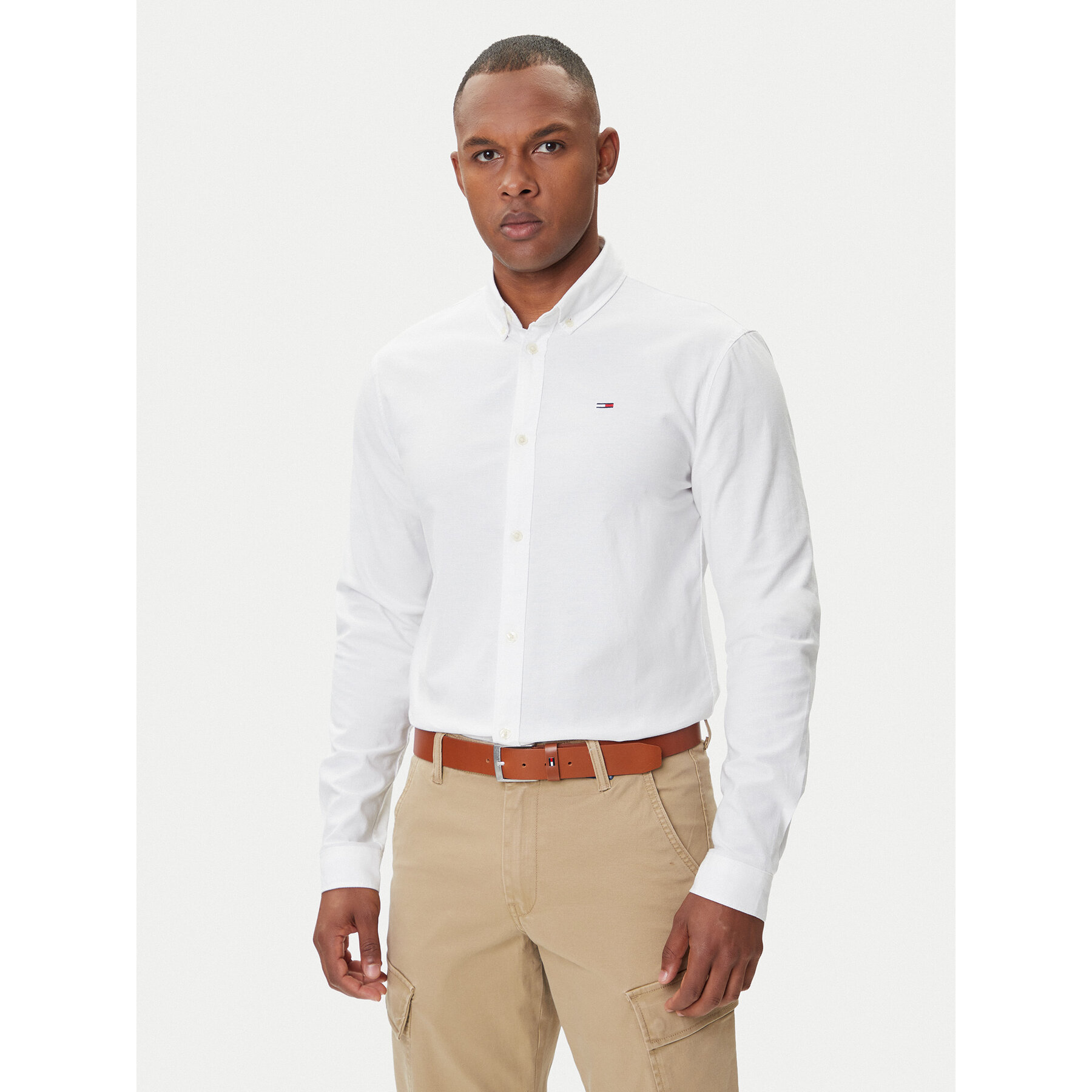 Tommy Jeans Koszula Oxford DM0DM09594 Biały Slim Fit