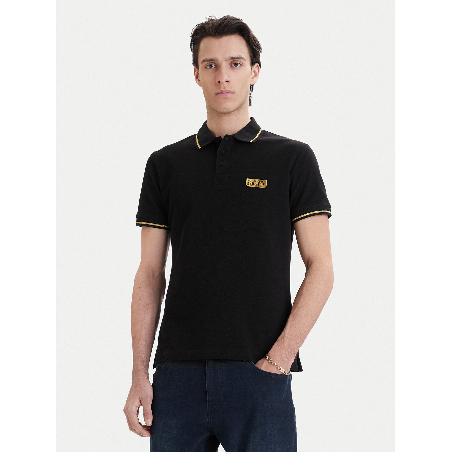 Versace Jeans Couture Polo 80GAGT05 CJ01T Czarny Regular Fit