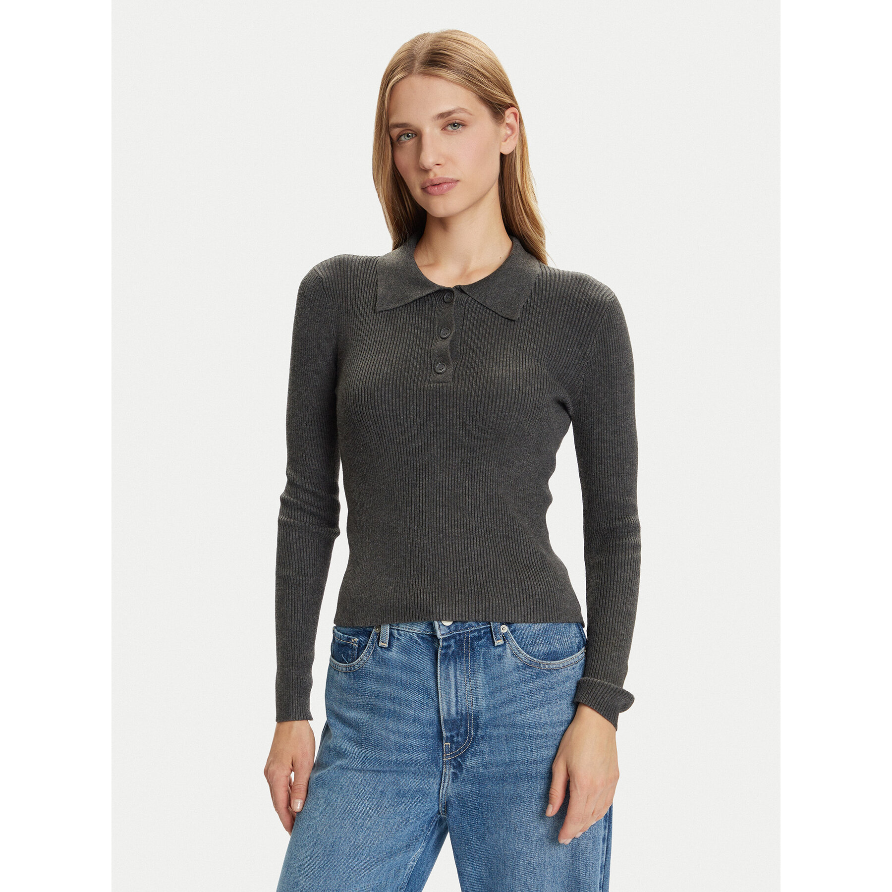Vero Moda Sweter Siljerib 10336674 Szary Slim Fit