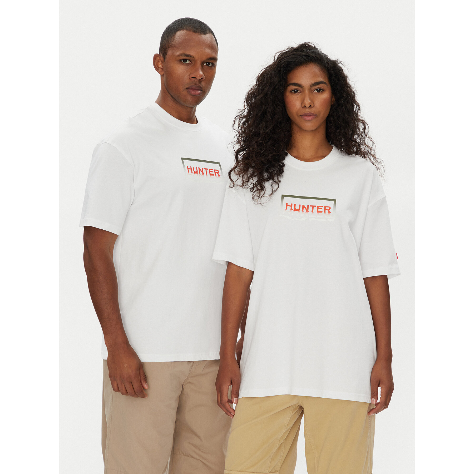 Hunter T-Shirt Abele UNISEX HARU0007251 Biały Regular Fit
