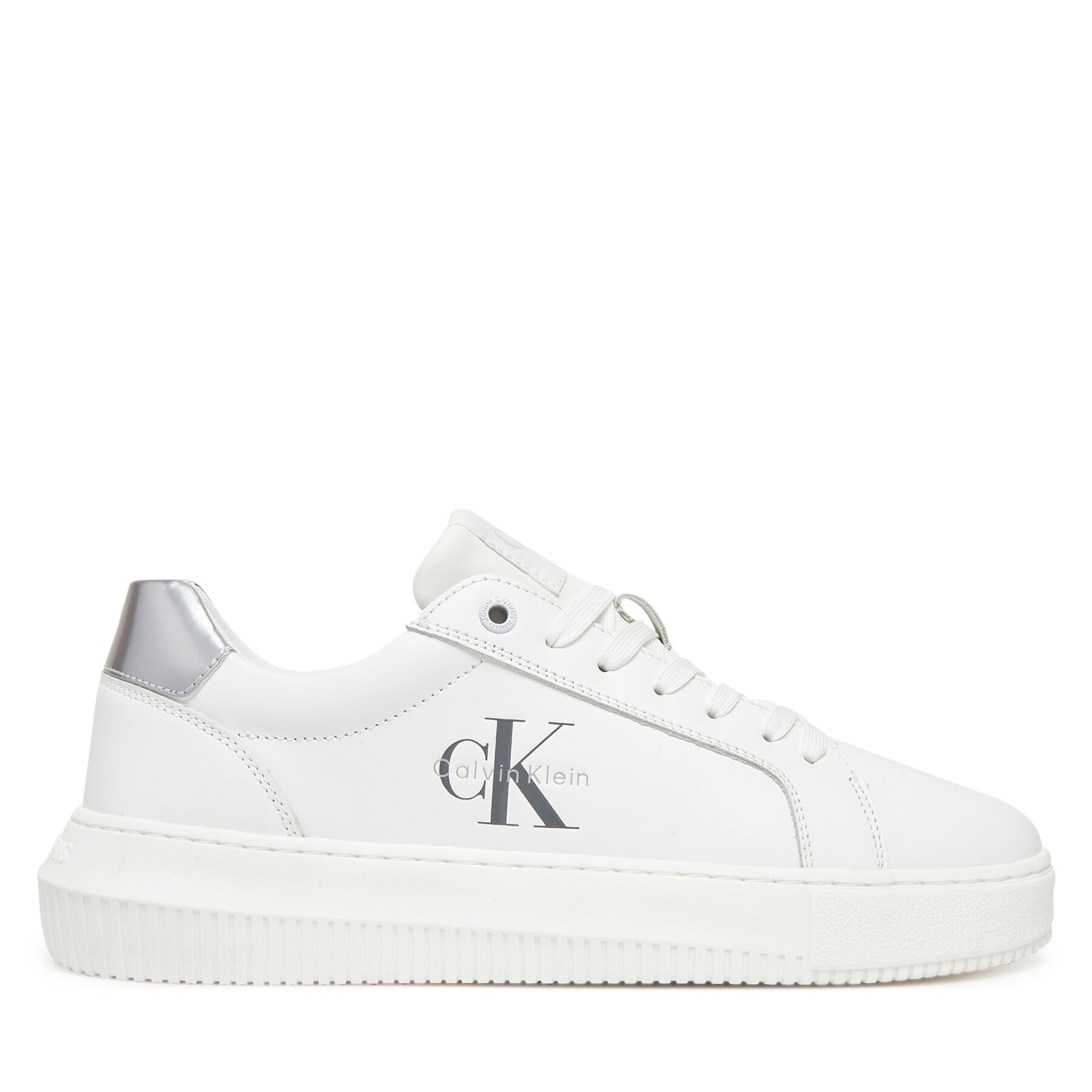 Calvin Klein Jeans Sneakersy Chunky Cupsole Lth Silver YW0YW01876 Biały
