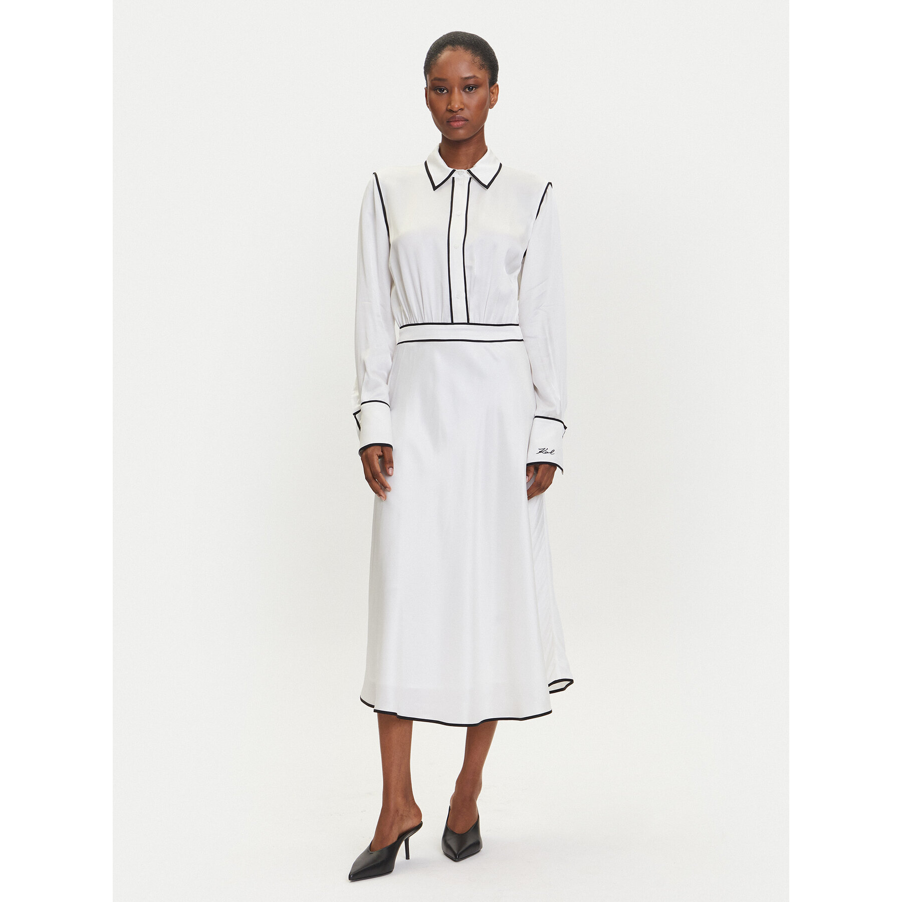 KARL LAGERFELD Sukienka koszulowa A3W13021 Écru Regular Fit