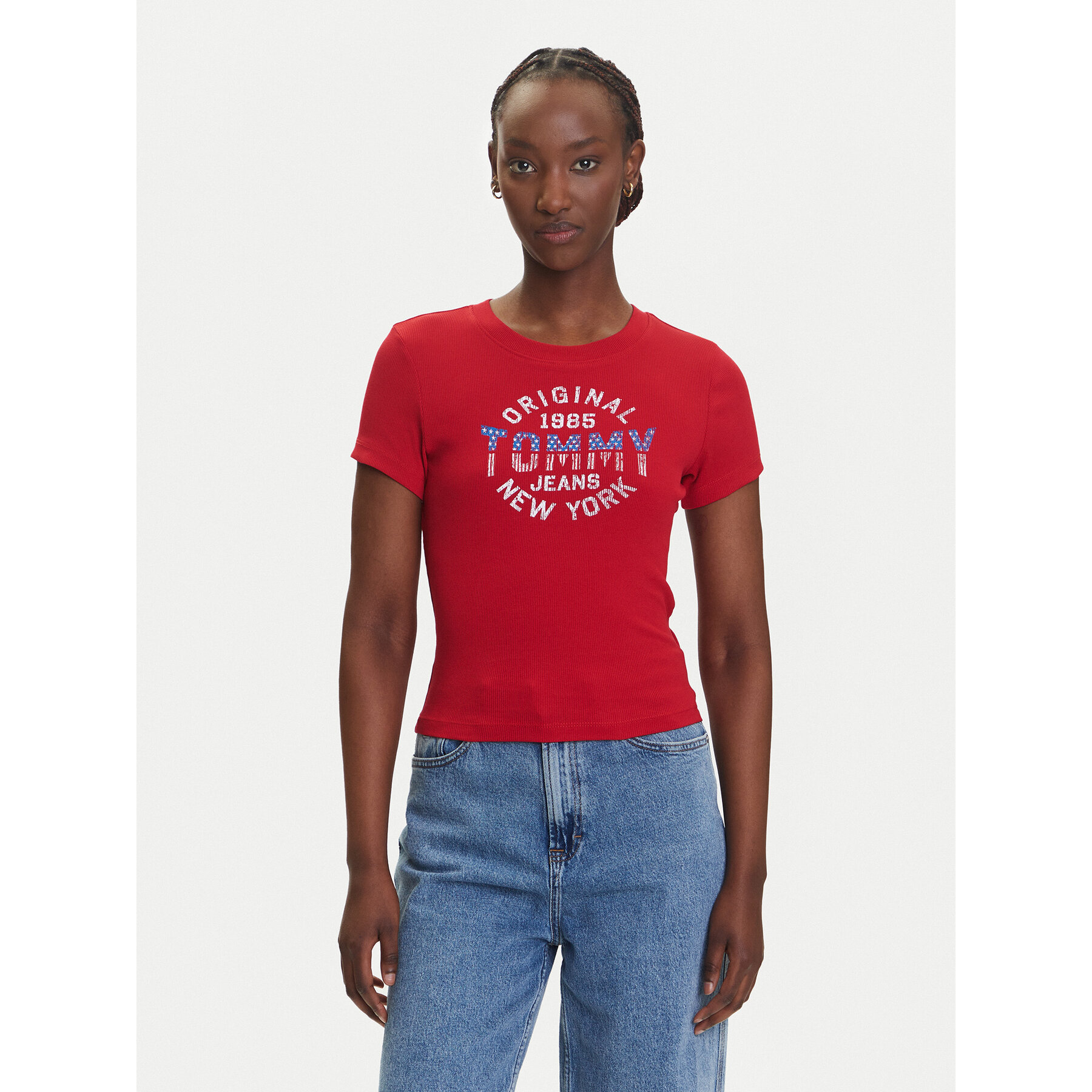 Tommy Jeans T-Shirt DW0DW21421 Czerwony Slim Fit