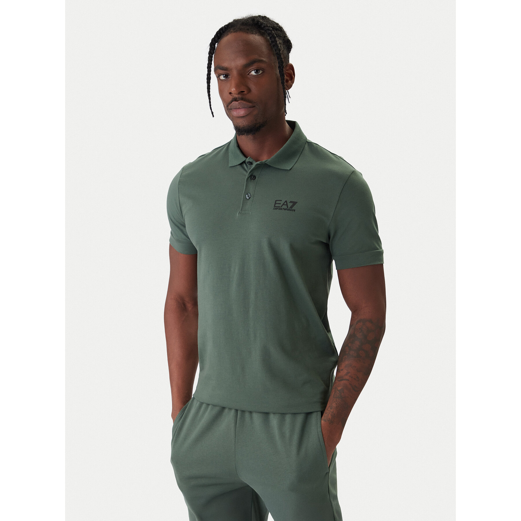 EA7 Emporio Armani Polo 8NPF14 PJVQZ U7260 Zielony Regular Fit