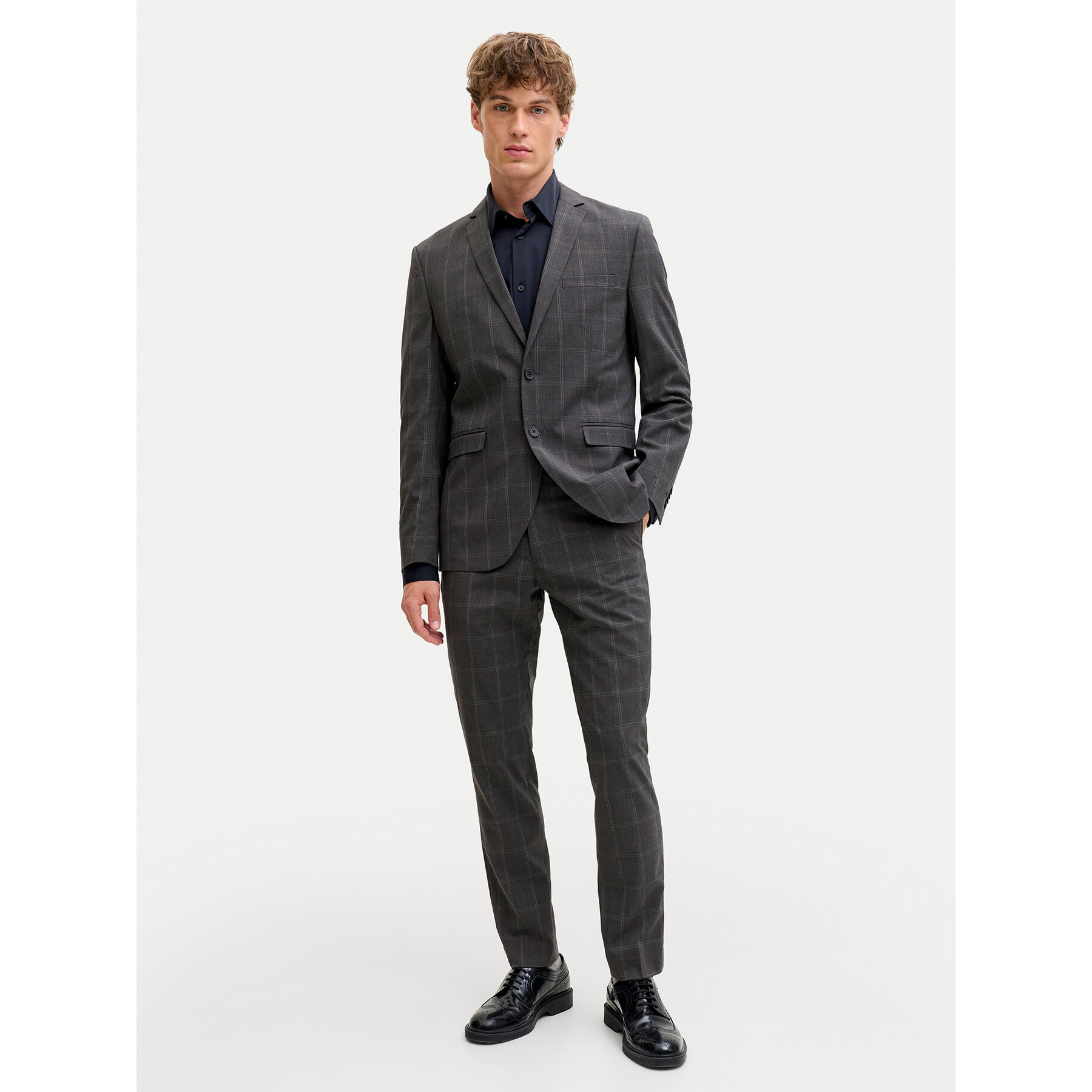 Jack & Jones Garnitur Franco 12183530 Szary Super Slim Fit