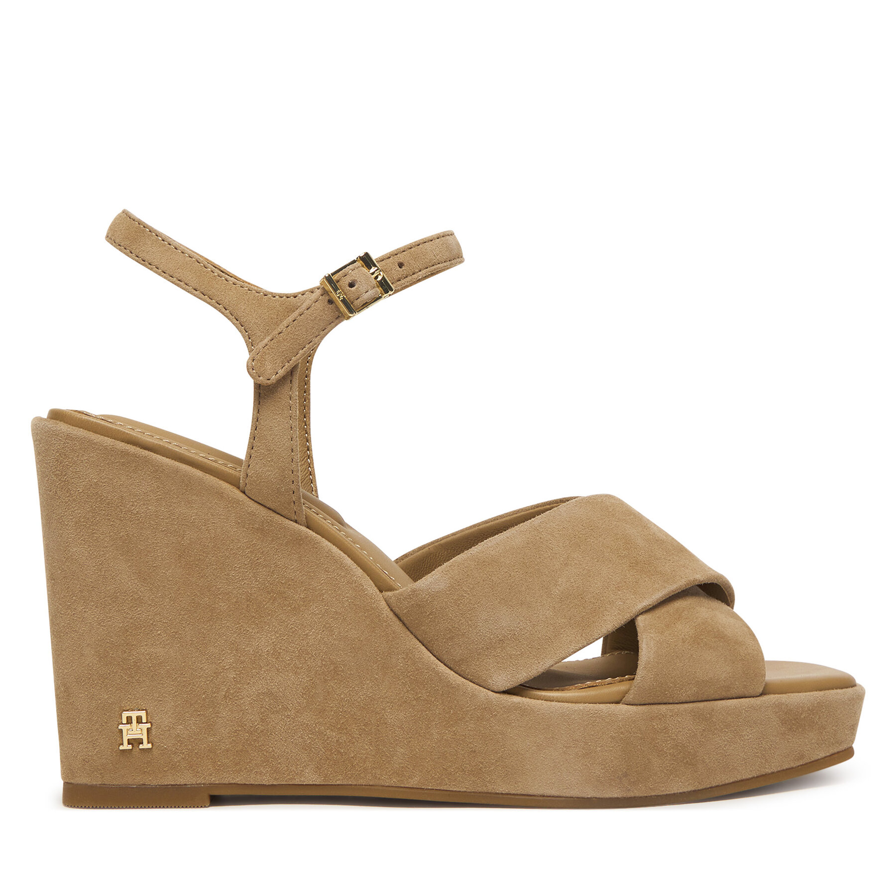 Tommy Hilfiger Sandały Suede Wrapped High Wedge FW0FW09218 Brązowy