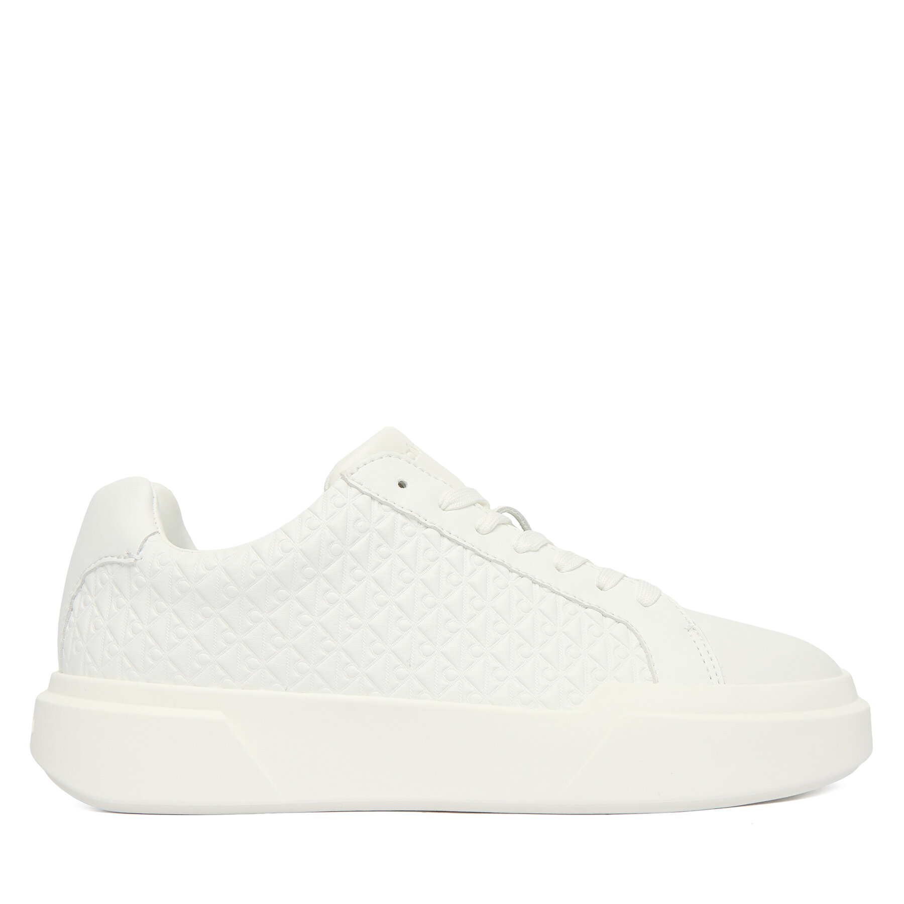 Calvin Klein Sneakersy Chunky Cupsole Laceup Lth Aop YW0YW02058 Biały