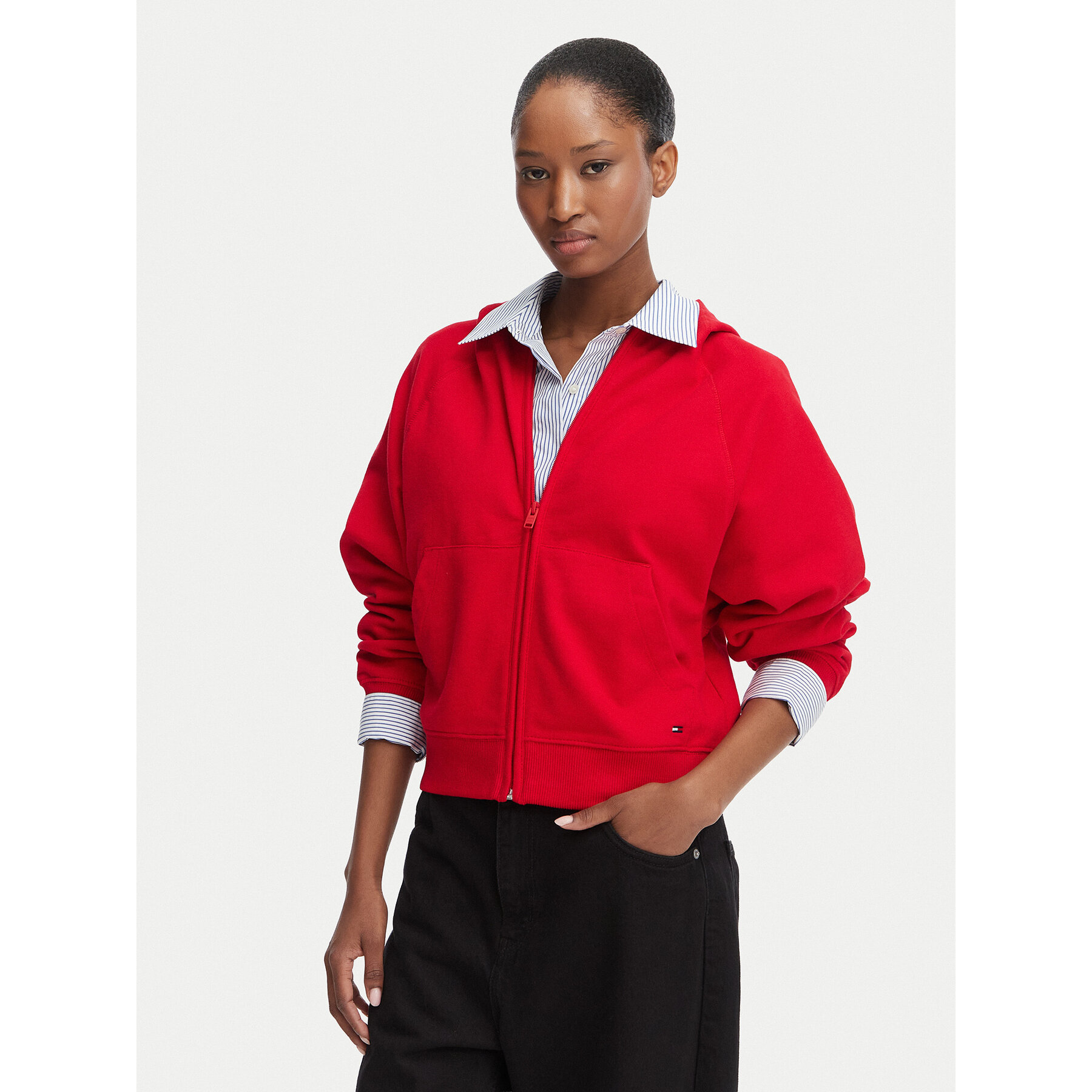 Tommy Jeans Bluza Flag DW0DW22834 Czerwony Boxy Fit