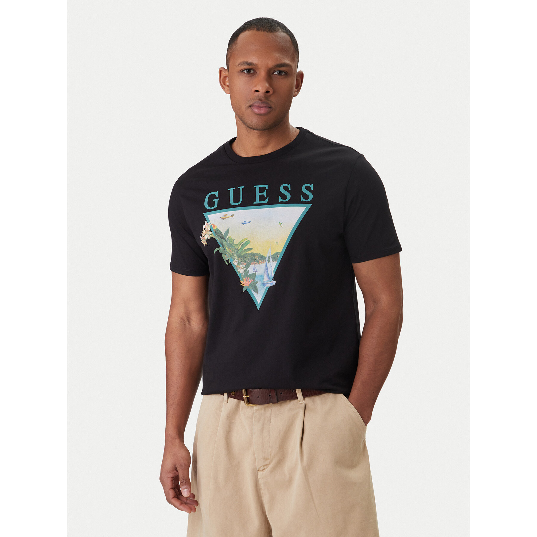 Guess T-Shirt M6GI49 K3584 Czarny Reglan Fit
