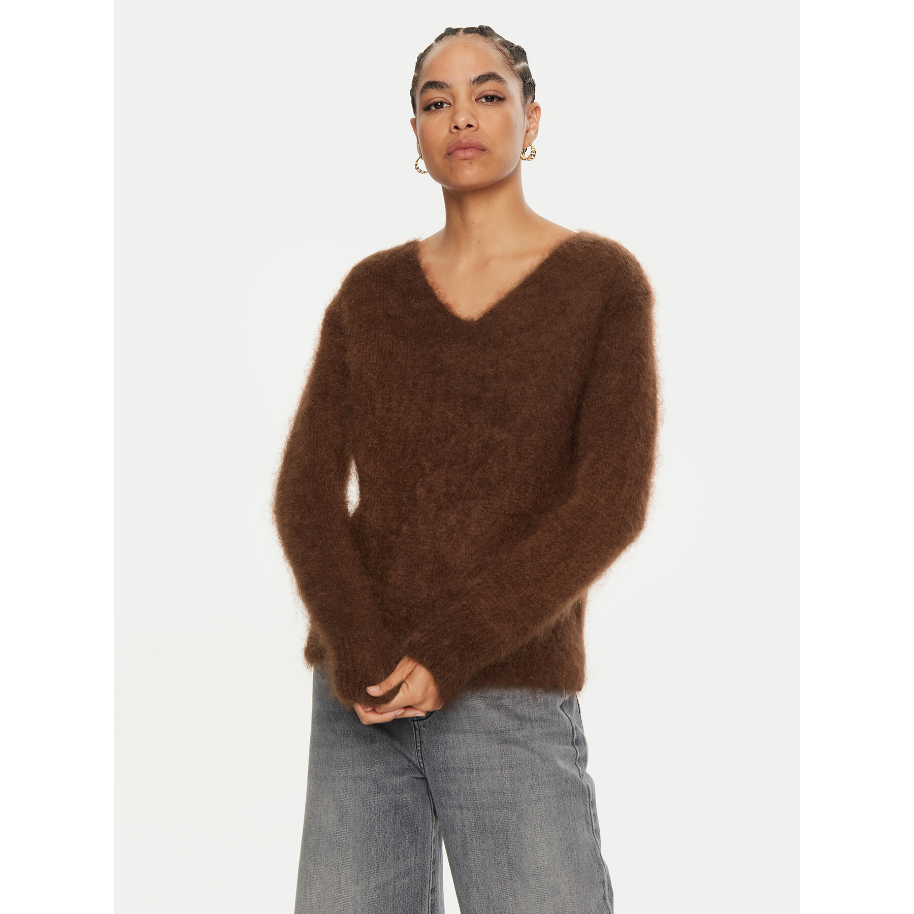 Dixie Sweter M277K009A Brązowy Regular Fit