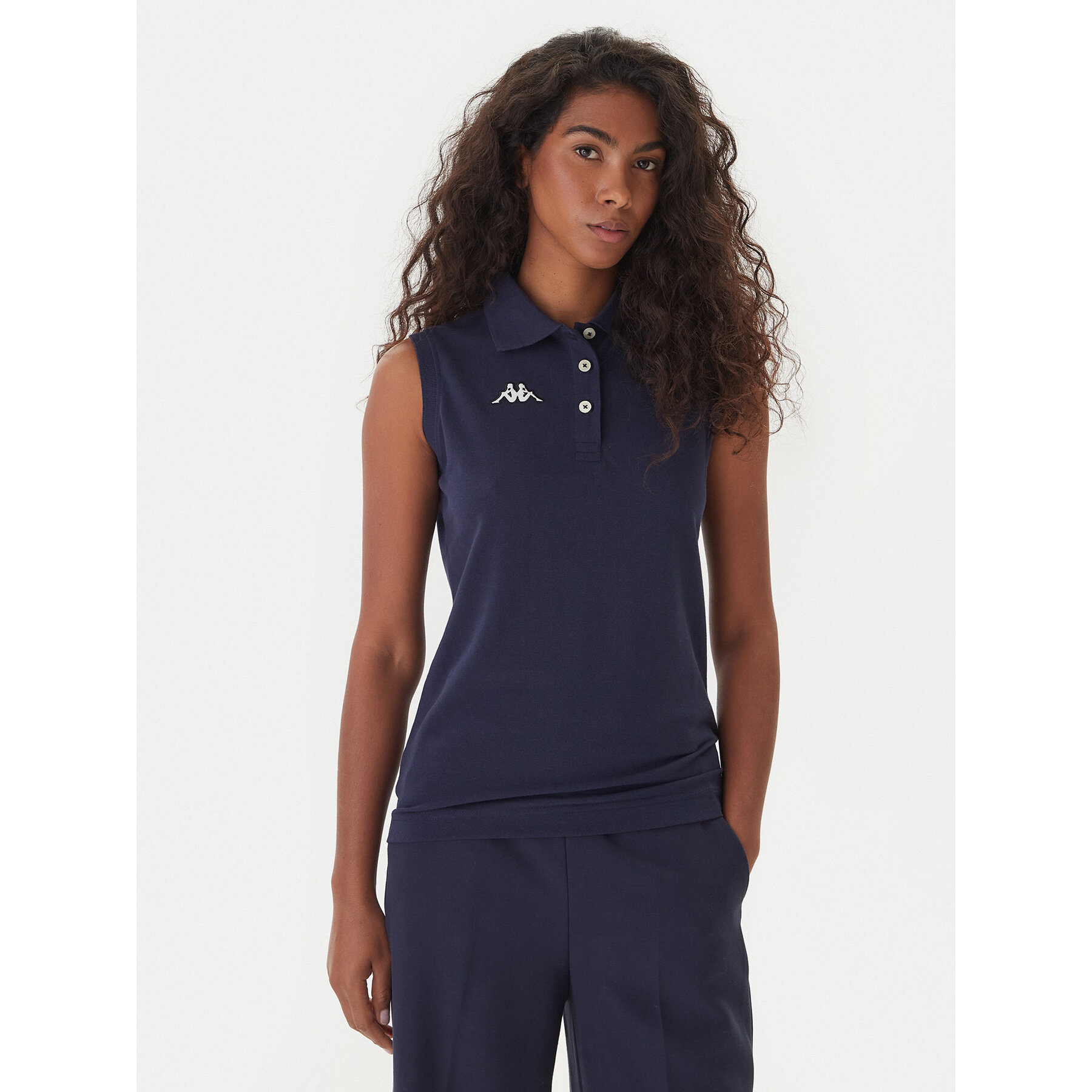 Kappa Polo Logo Tennis 302LR20 Granatowy Slim Fit