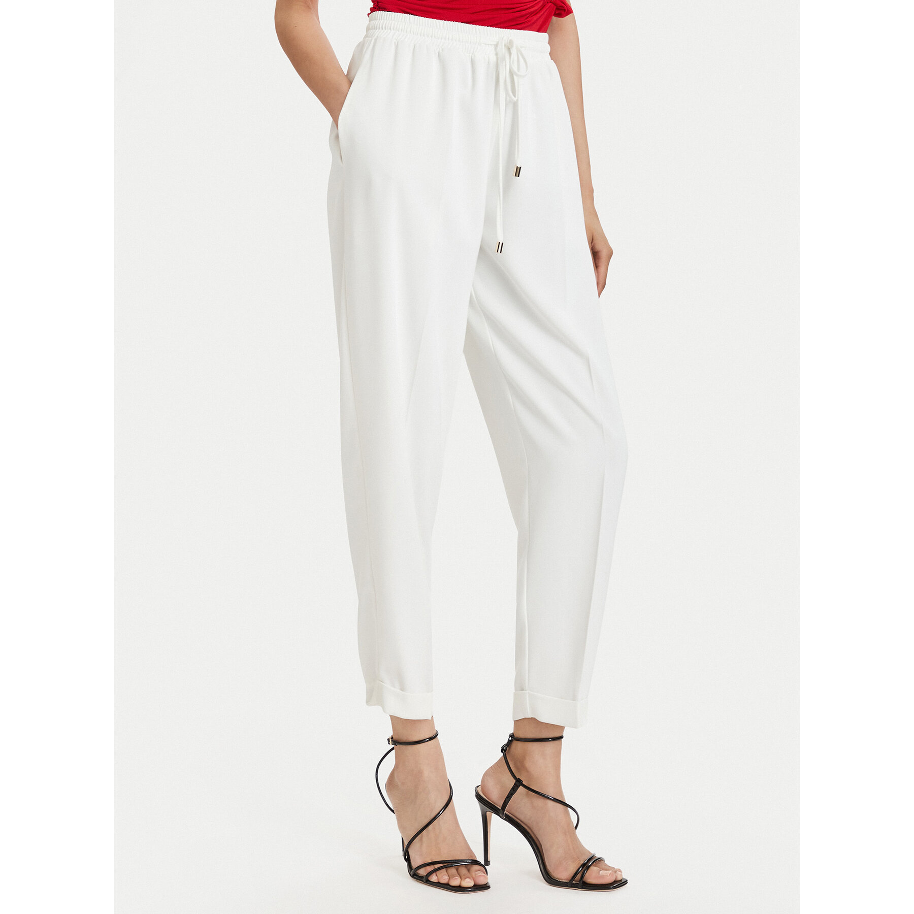 ACCESS FASHION Spodnie materiałowe 63-5101-183 Biały Regular Fit