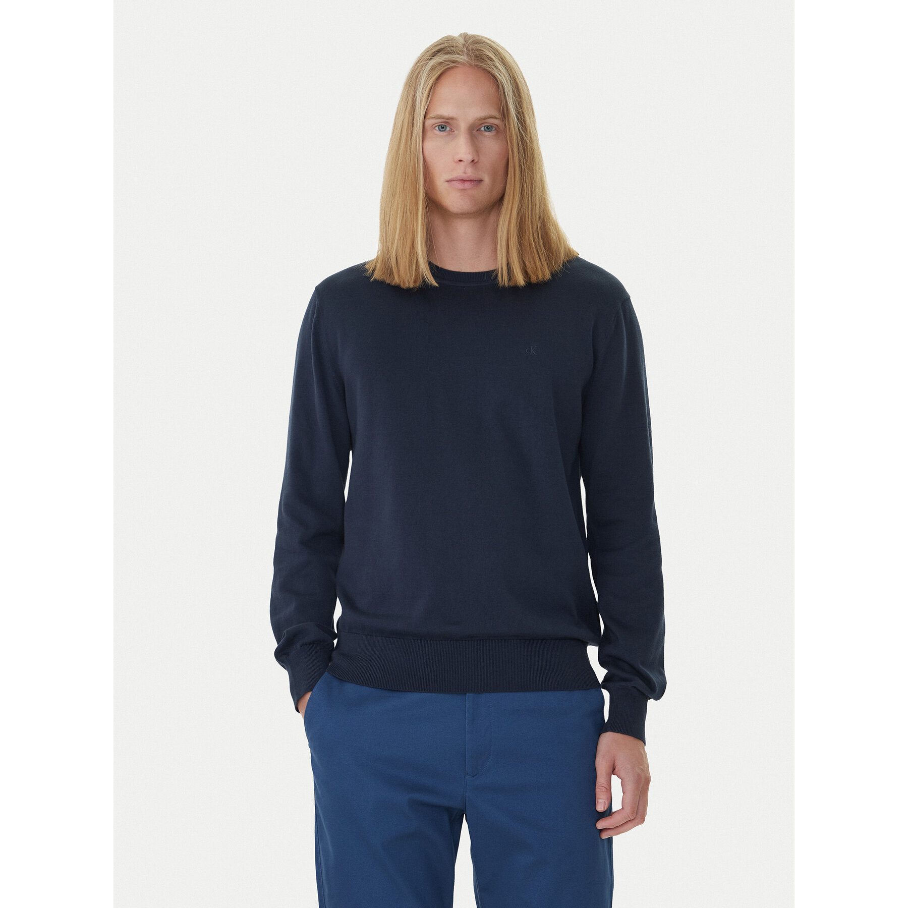 Calvin Klein Sweter LV040BM343 Granatowy Regular Fit