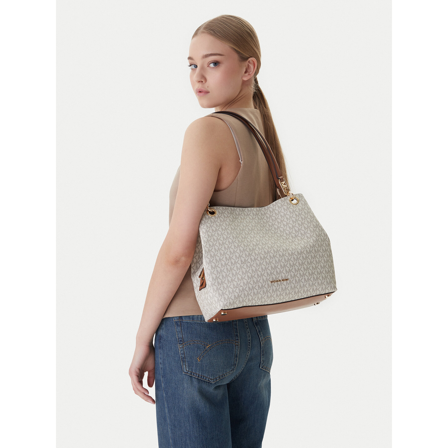 MICHAEL Michael Kors Torebka Kensington 30F3G8KT7B Écru
