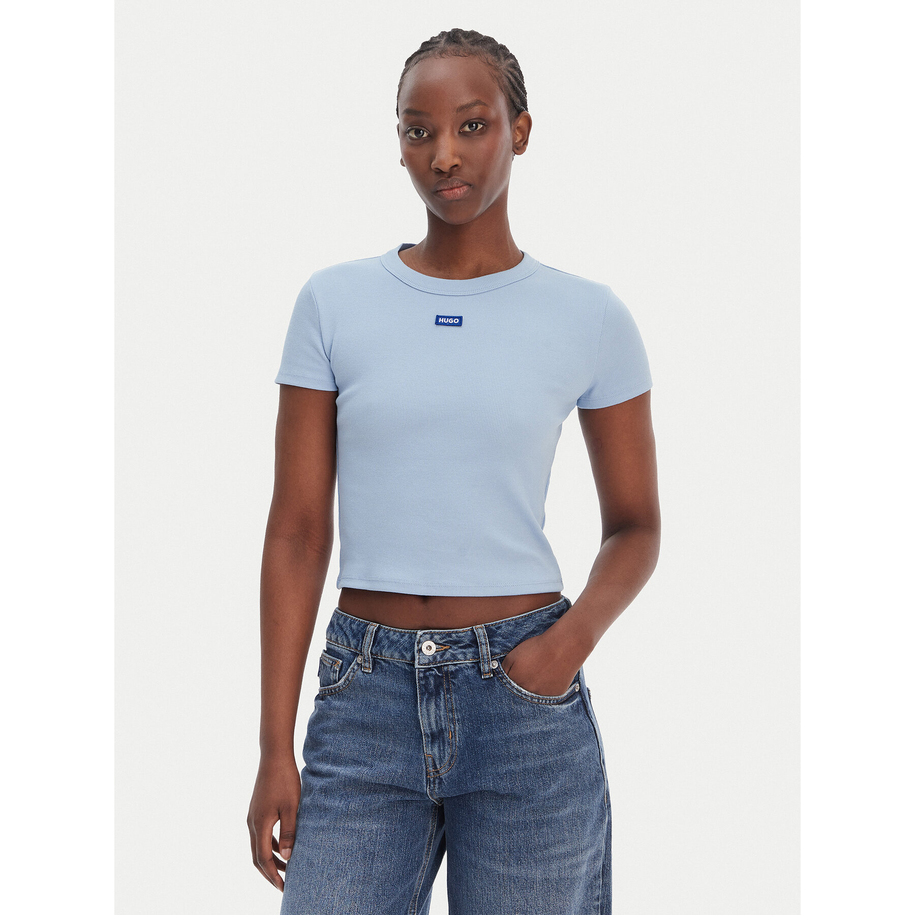 HUGO T-Shirt Baby 50510749 Błękitny Slim Fit