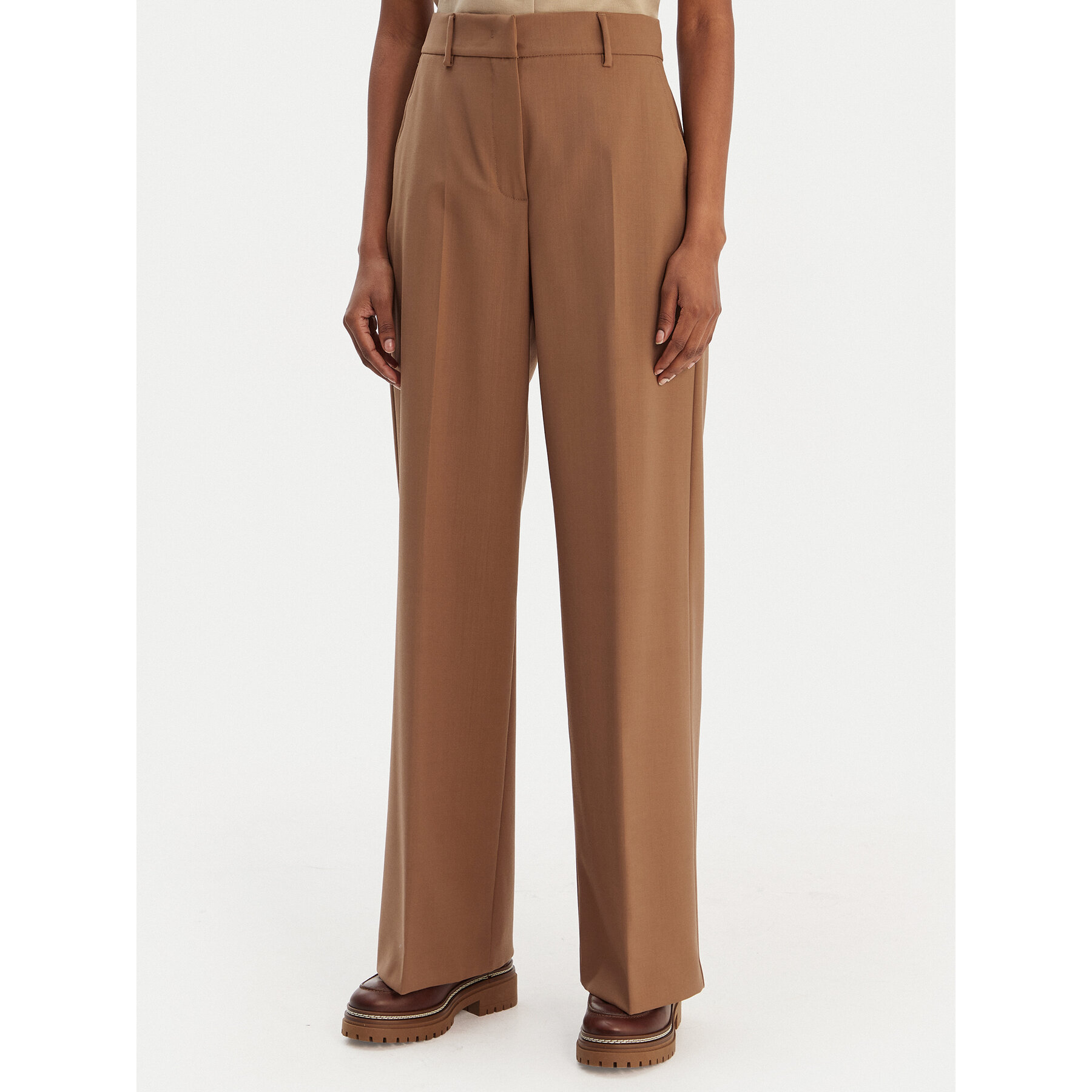 Weekend Max Mara Spodnie palazzo Visivo 2615131041 Brązowy Relaxed Fit