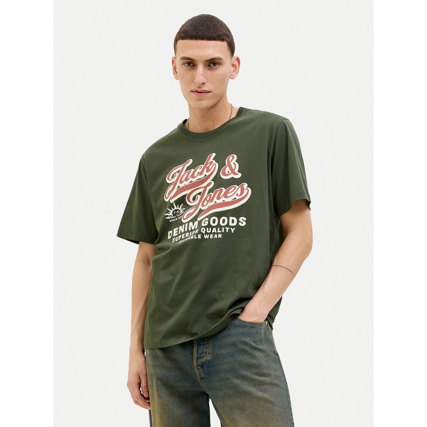 Jack & Jones T-Shirt Logo 12279535 Zielony Standard Fit