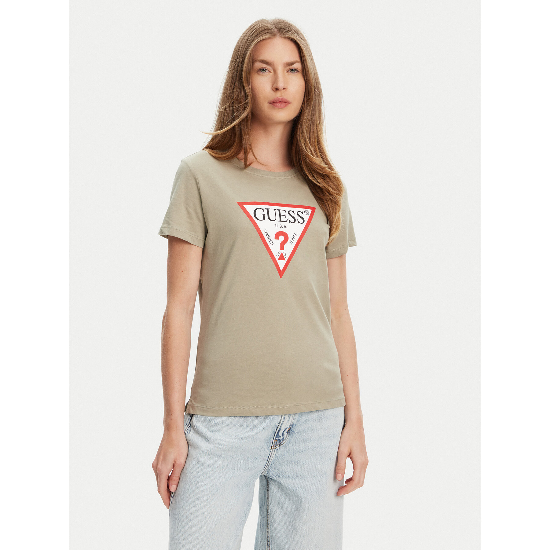 Guess T-Shirt W1YI1B I3Z14 Zielony Regular Fit