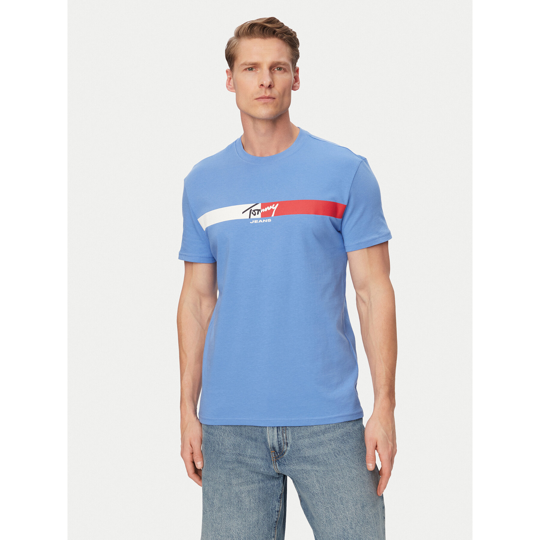 Tommy Jeans T-Shirt DM0DM22539 Niebieski Regular Fit