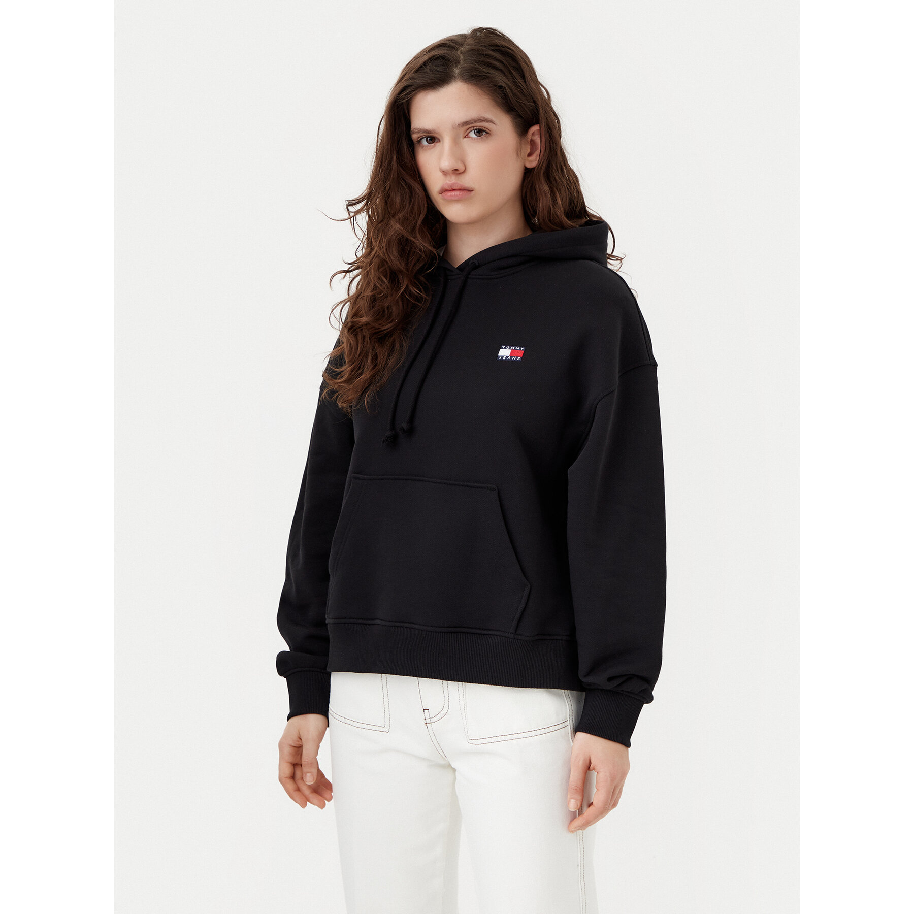 Tommy Jeans Bluza Badge DW0DW19414 Czarny Boxy Fit
