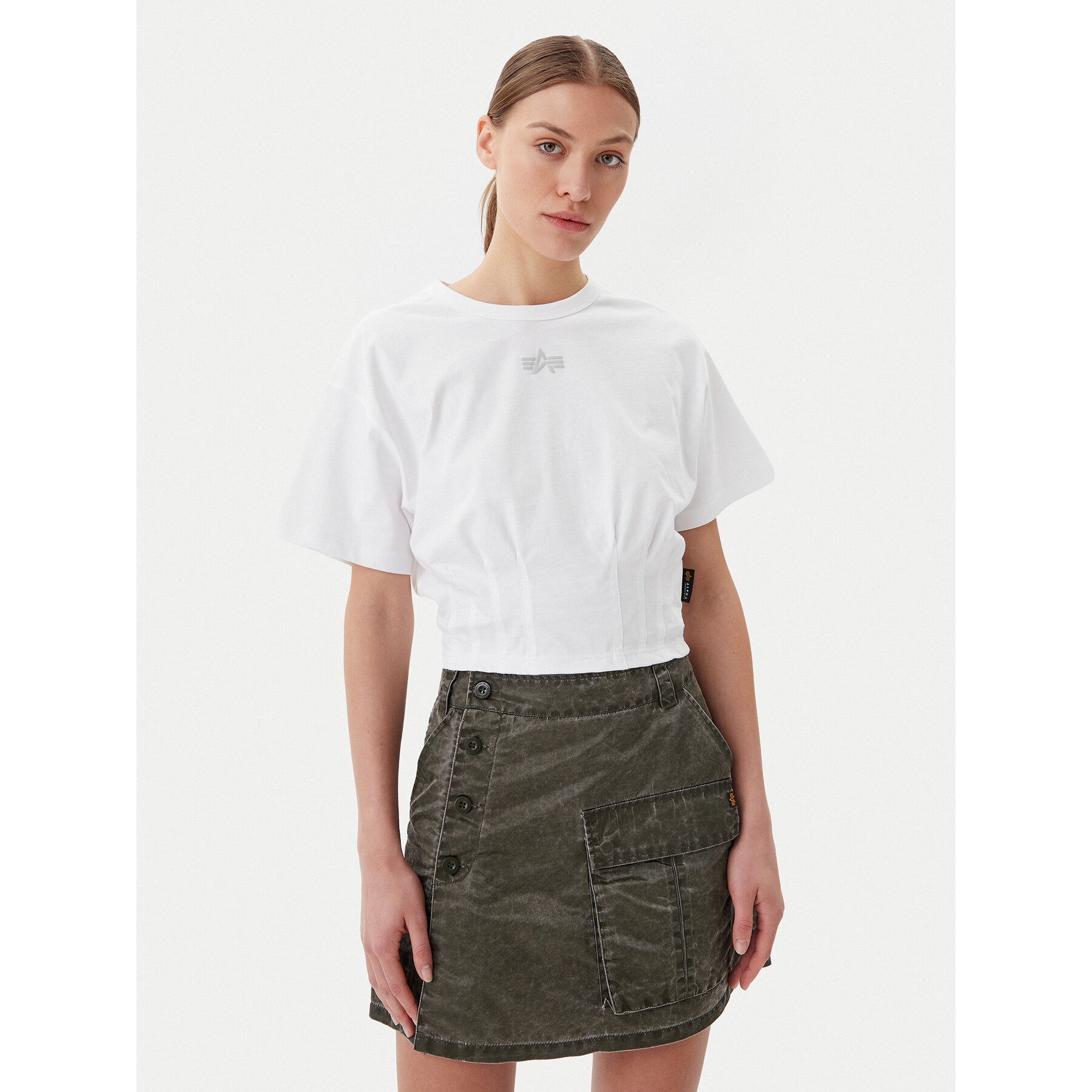 Alpha Industries T-Shirt Waisted 148070 Biały Regular Fit