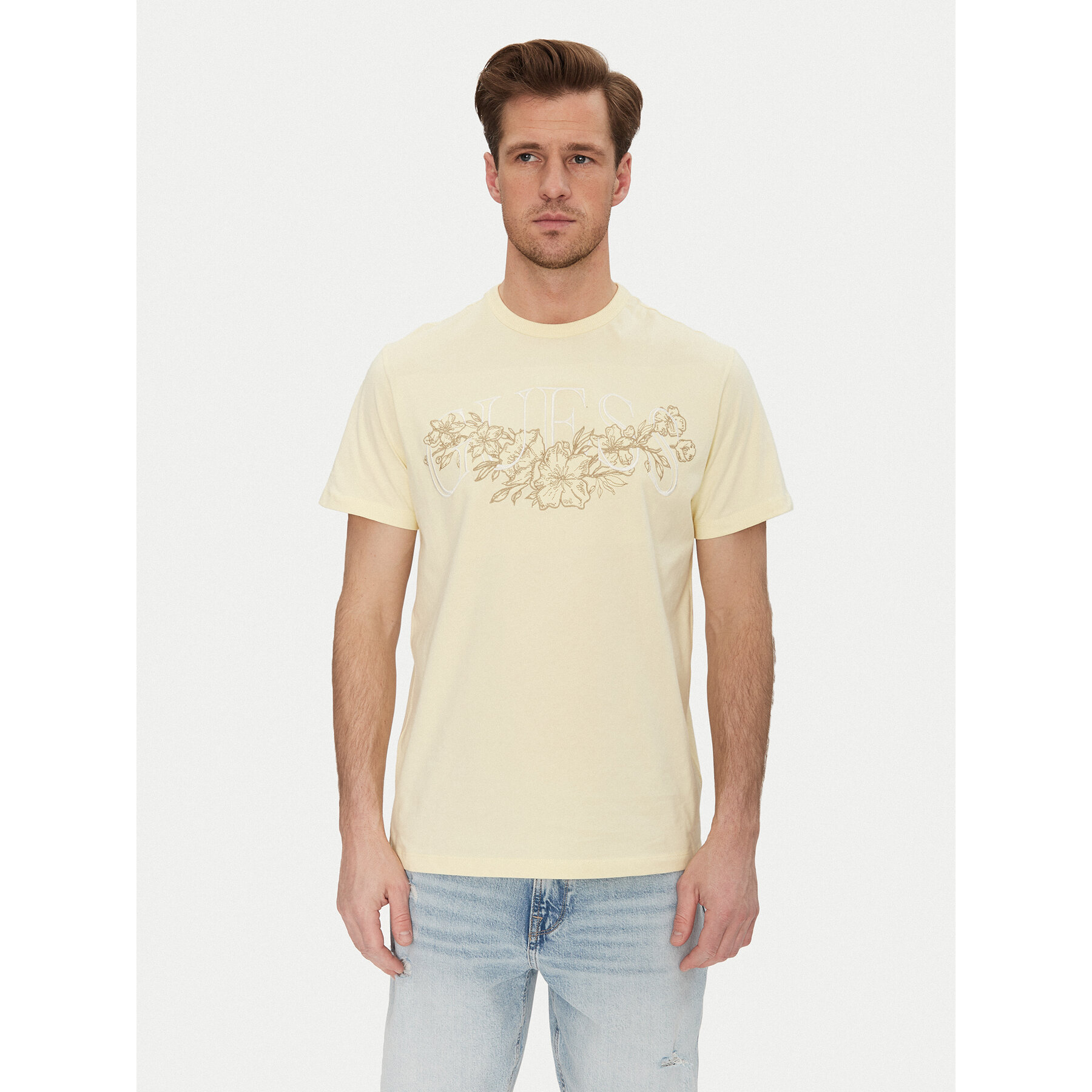 Guess T-Shirt M5GI17 K8FQ4 Beżowy Regular Fit