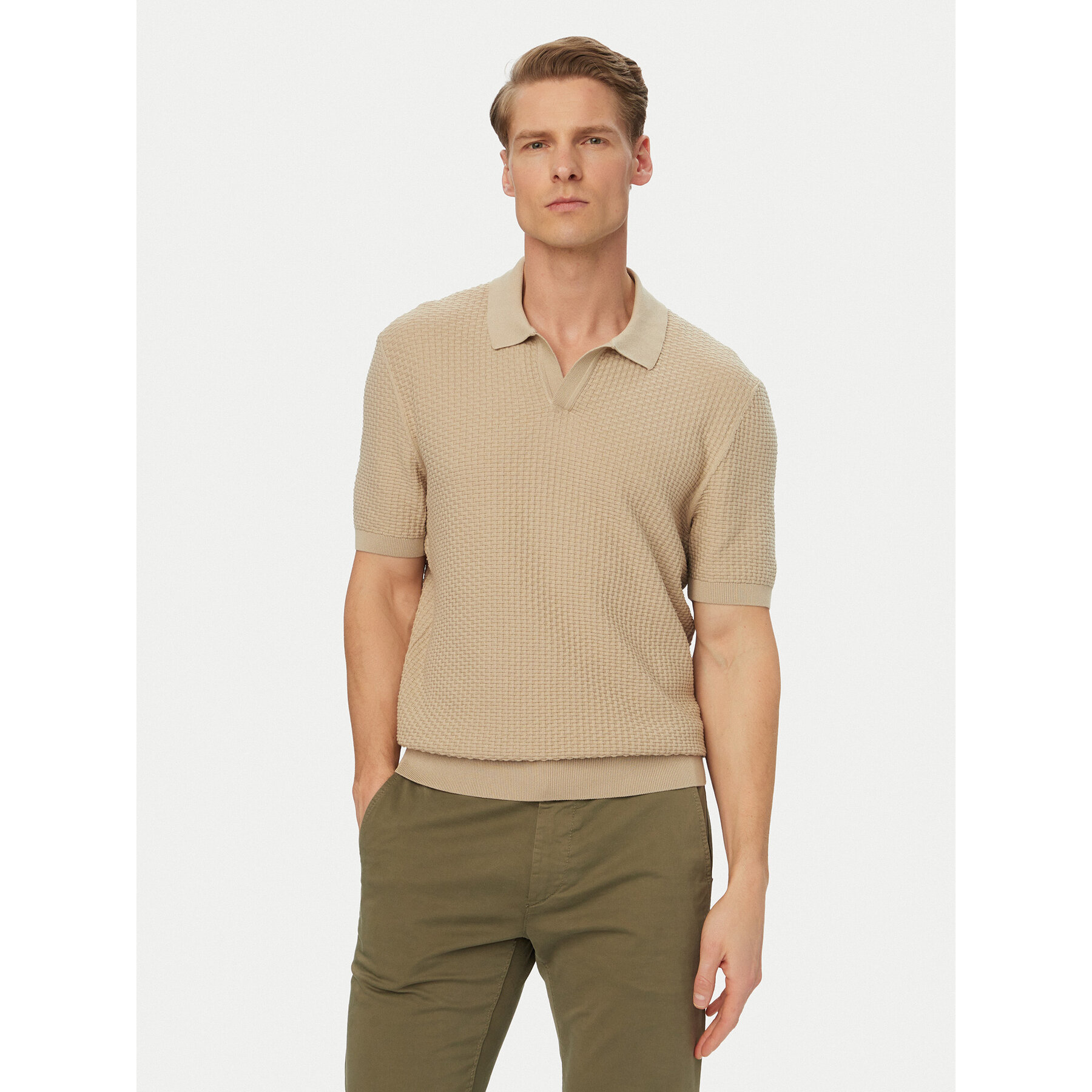 BOSS Polo H-Natalo 50561613 Beżowy Regular Fit