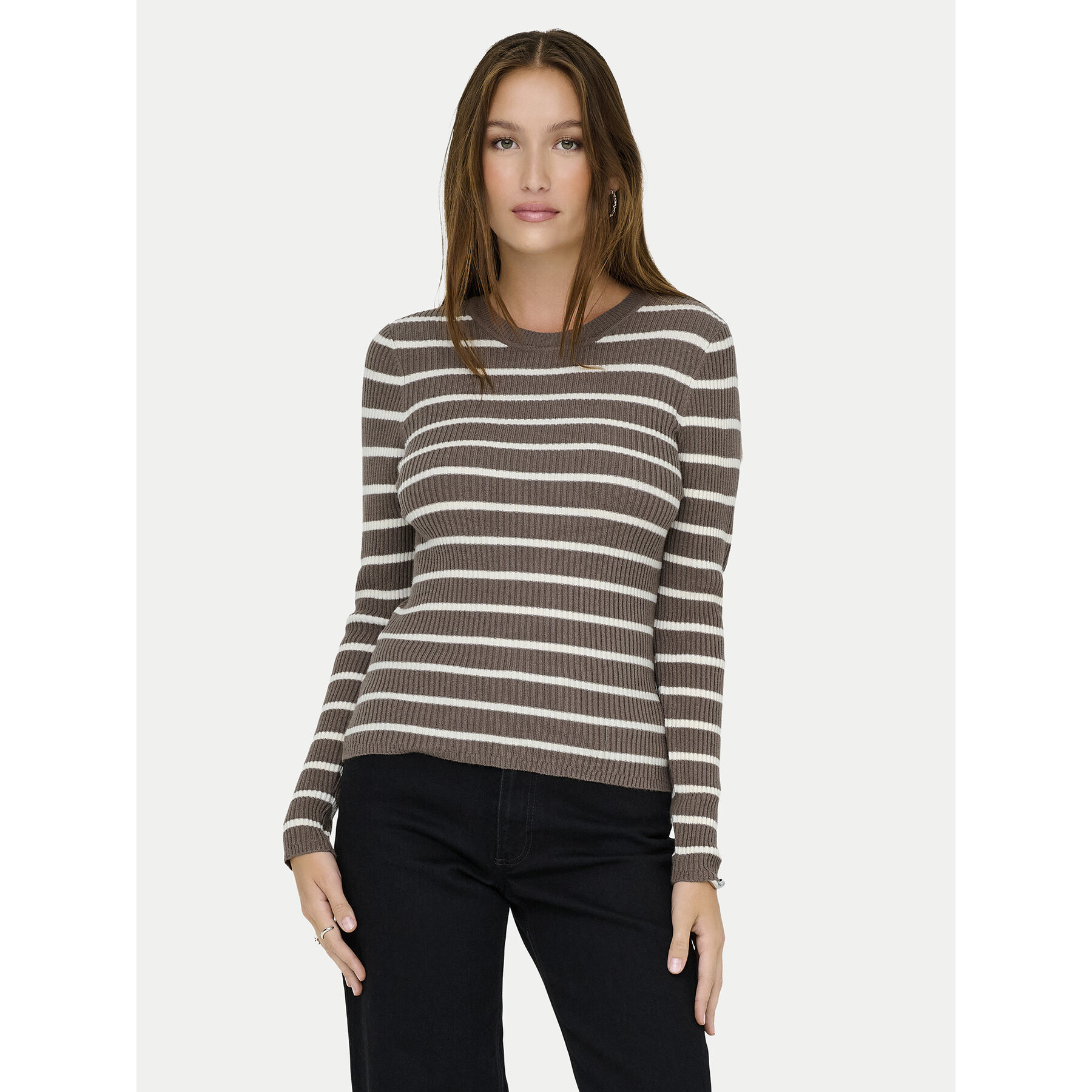 ONLY Sweter Louisa 15344579 Brązowy Slim Fit