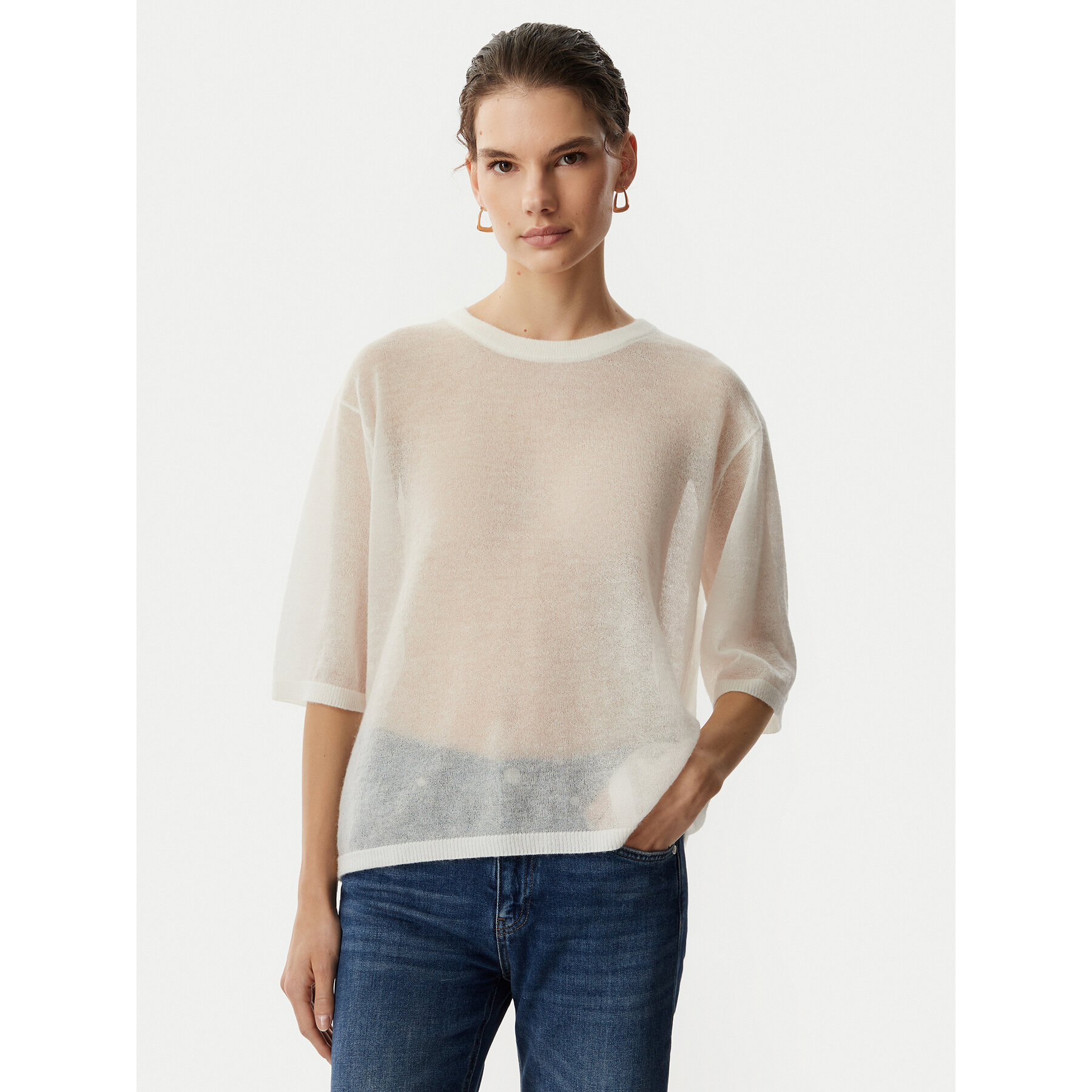 JOOP! Sweter 262Kn58Killa 30102943 Kremowy Relaxed Fit