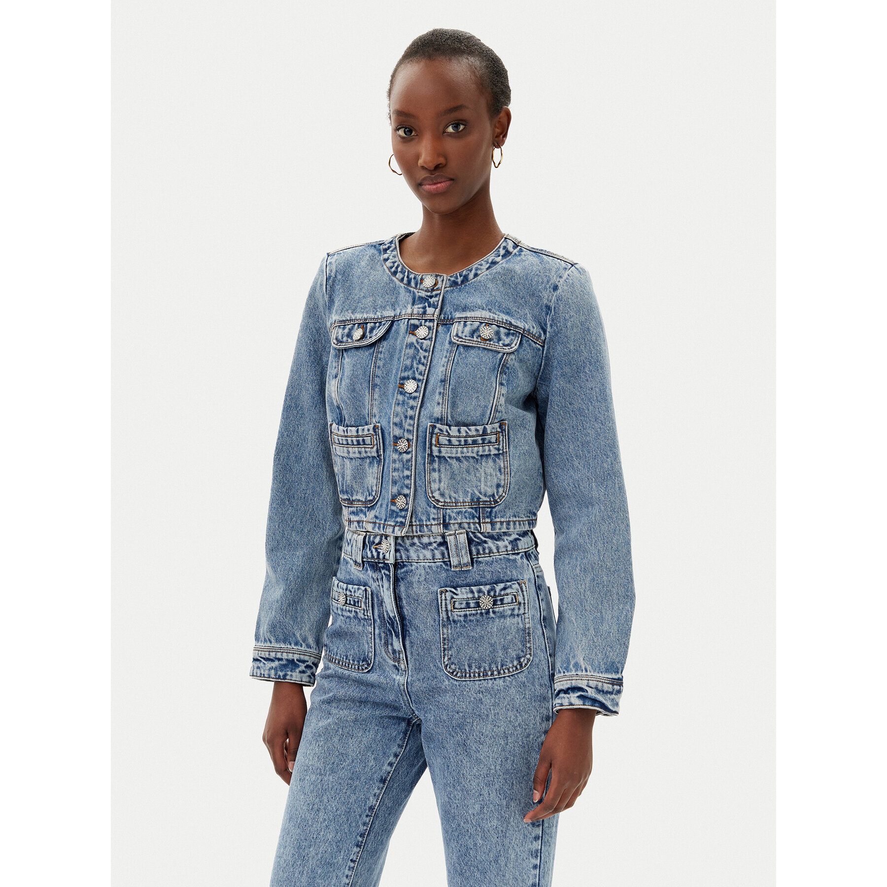 Morgan Kurtka jeansowa 251-VCHARME Niebieski Regular Fit
