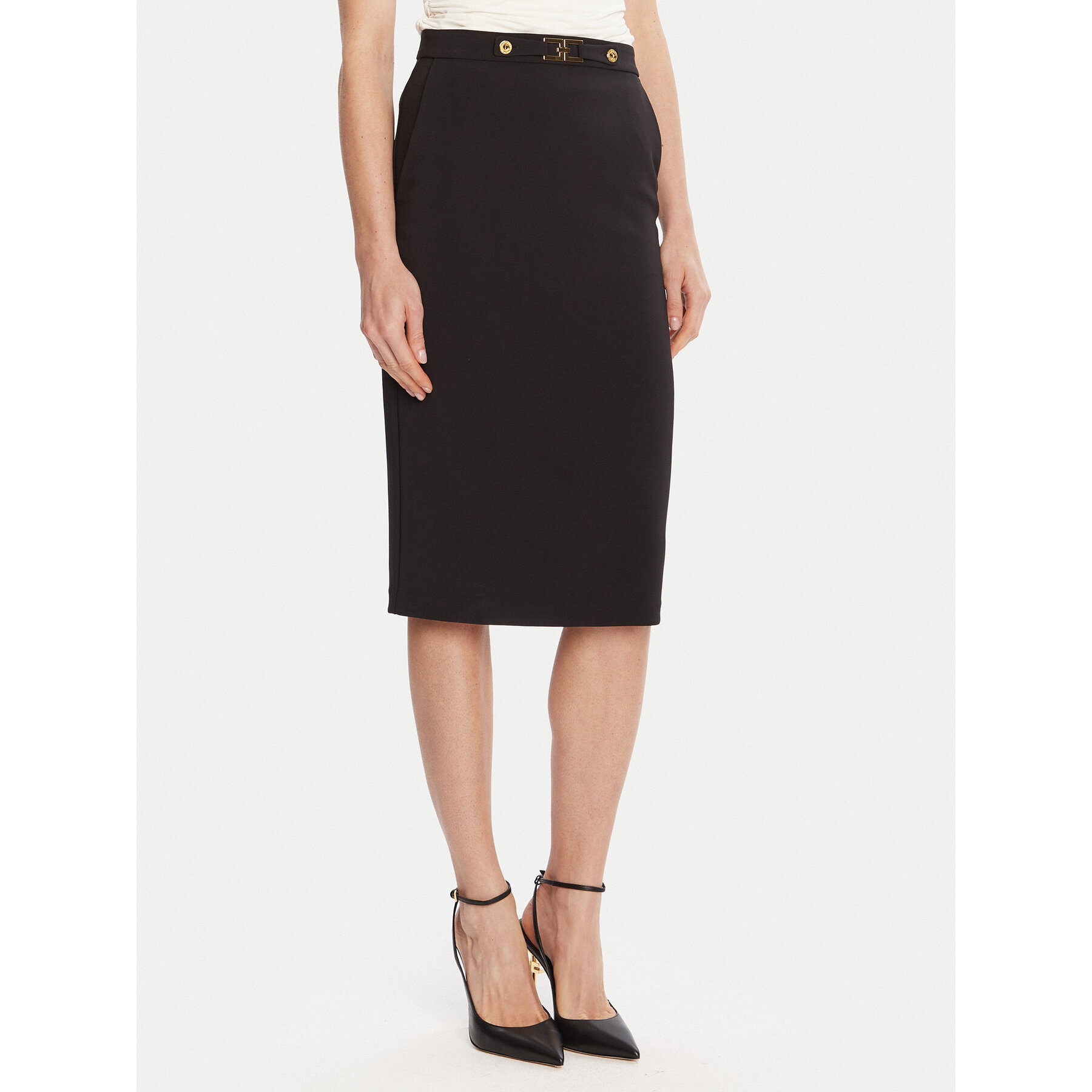 Elisabetta Franchi Spódnica ołówkowa GO-137-56E2-V320 Czarny Regular Fit