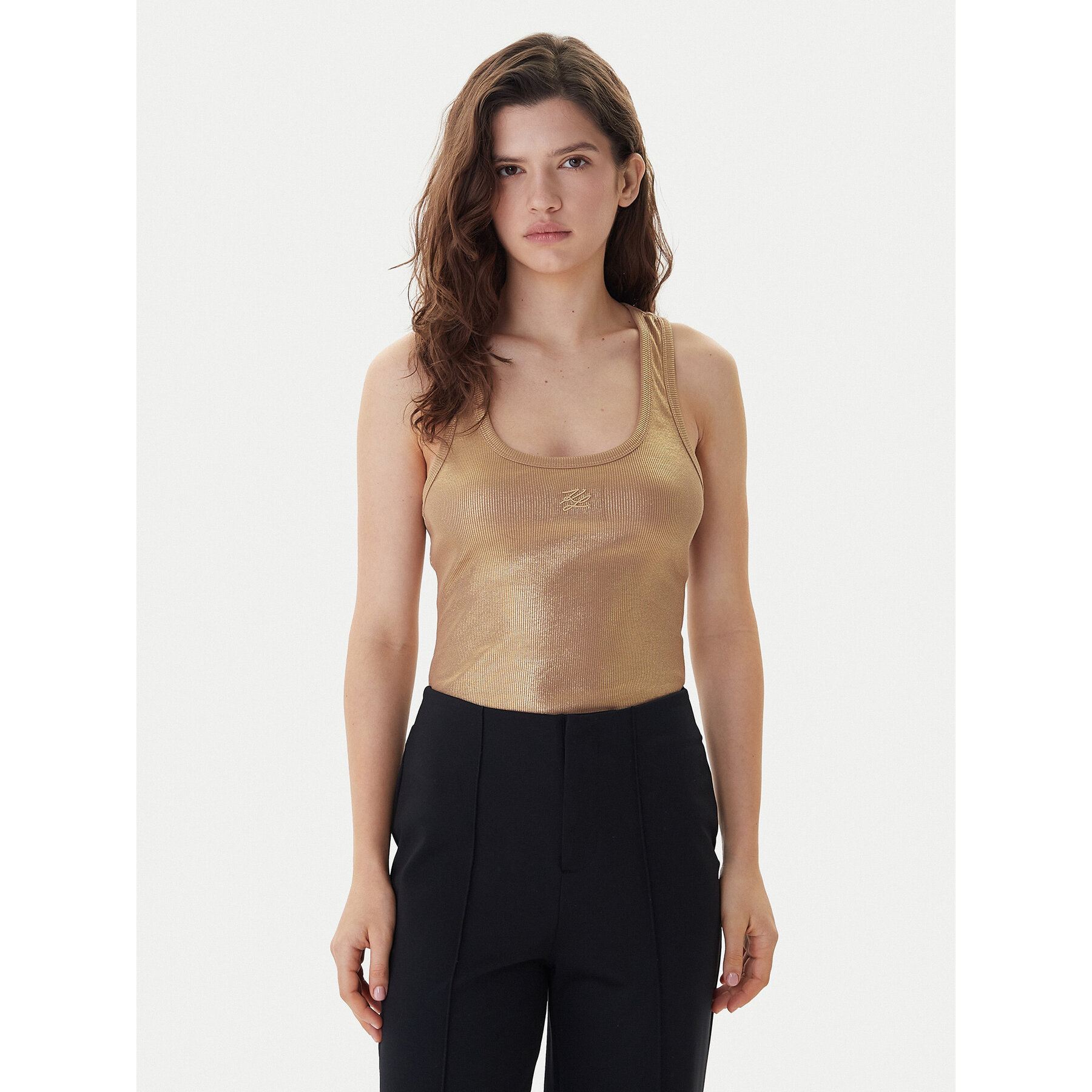 KARL LAGERFELD Top B1W17087 Złoty Slim Fit
