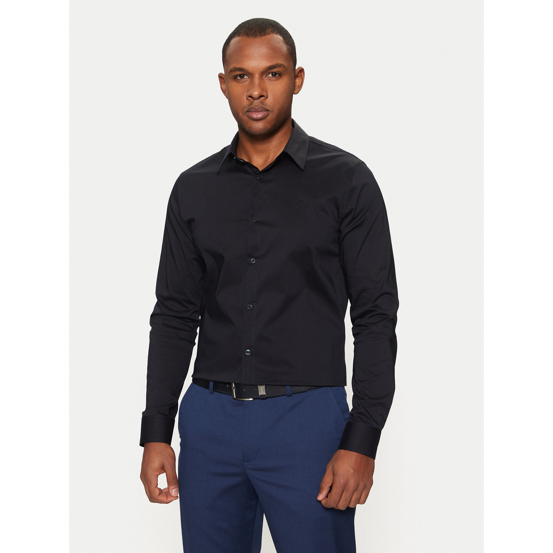 Guess Koszula Sunset M1YH20 W7ZK1 Granatowy Slim Fit