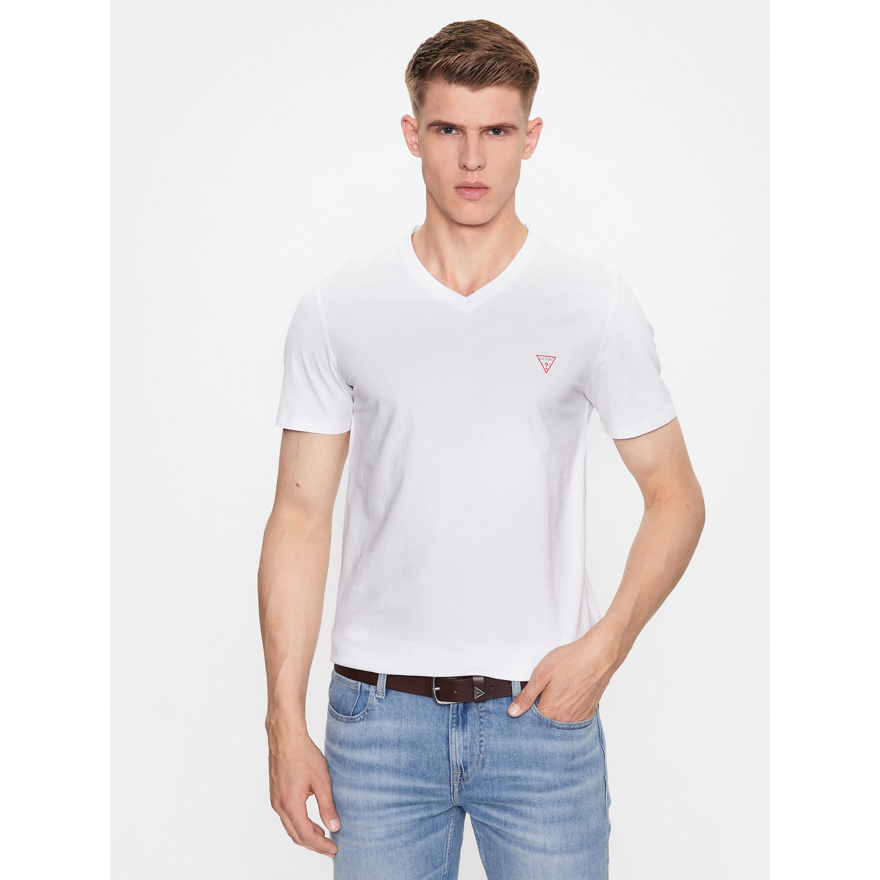 Guess T-Shirt M2YI37 I3Z14 Biały Slim Fit