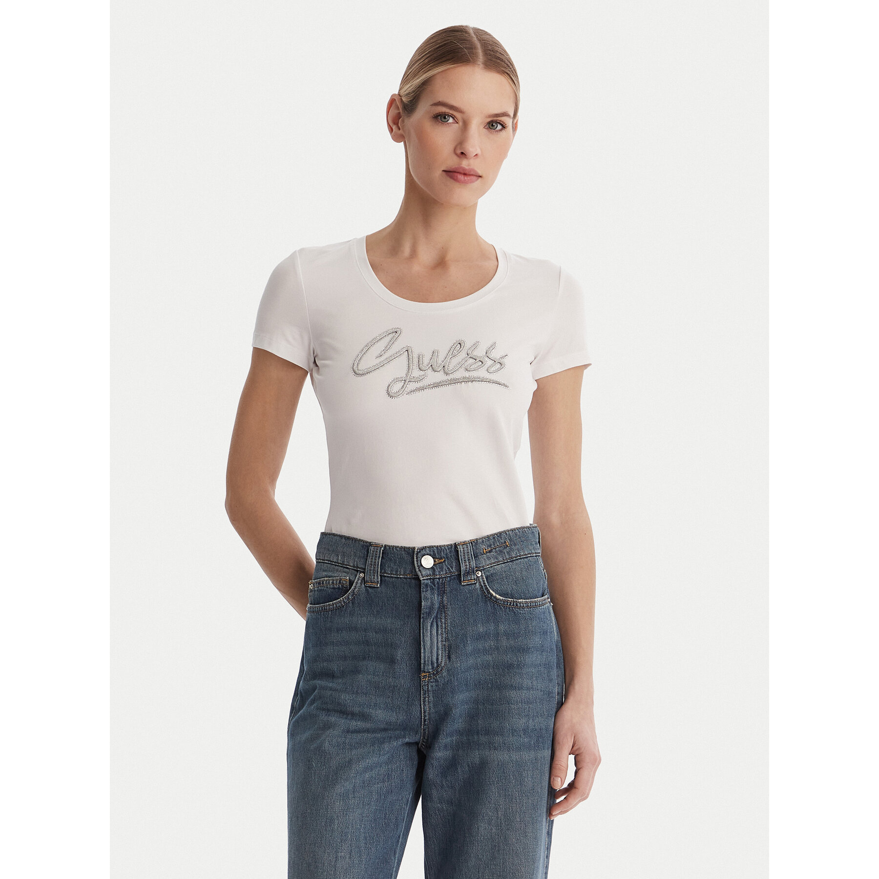 Guess T-Shirt W6RI24 J1314 Biały Regular Fit