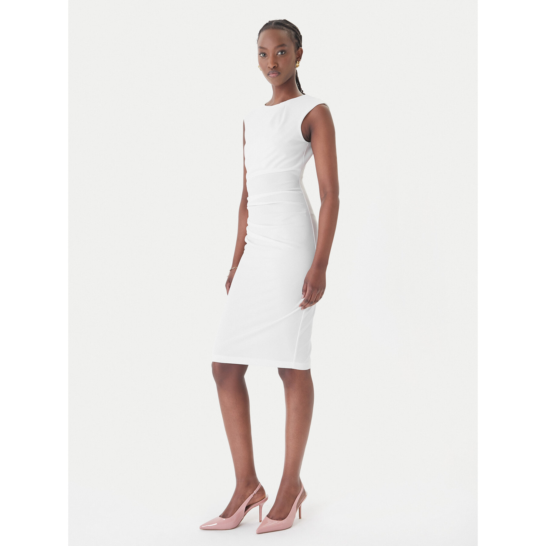 Rinascimento Sukienka koktajlowa CFC0127683003 Biały Slim Fit