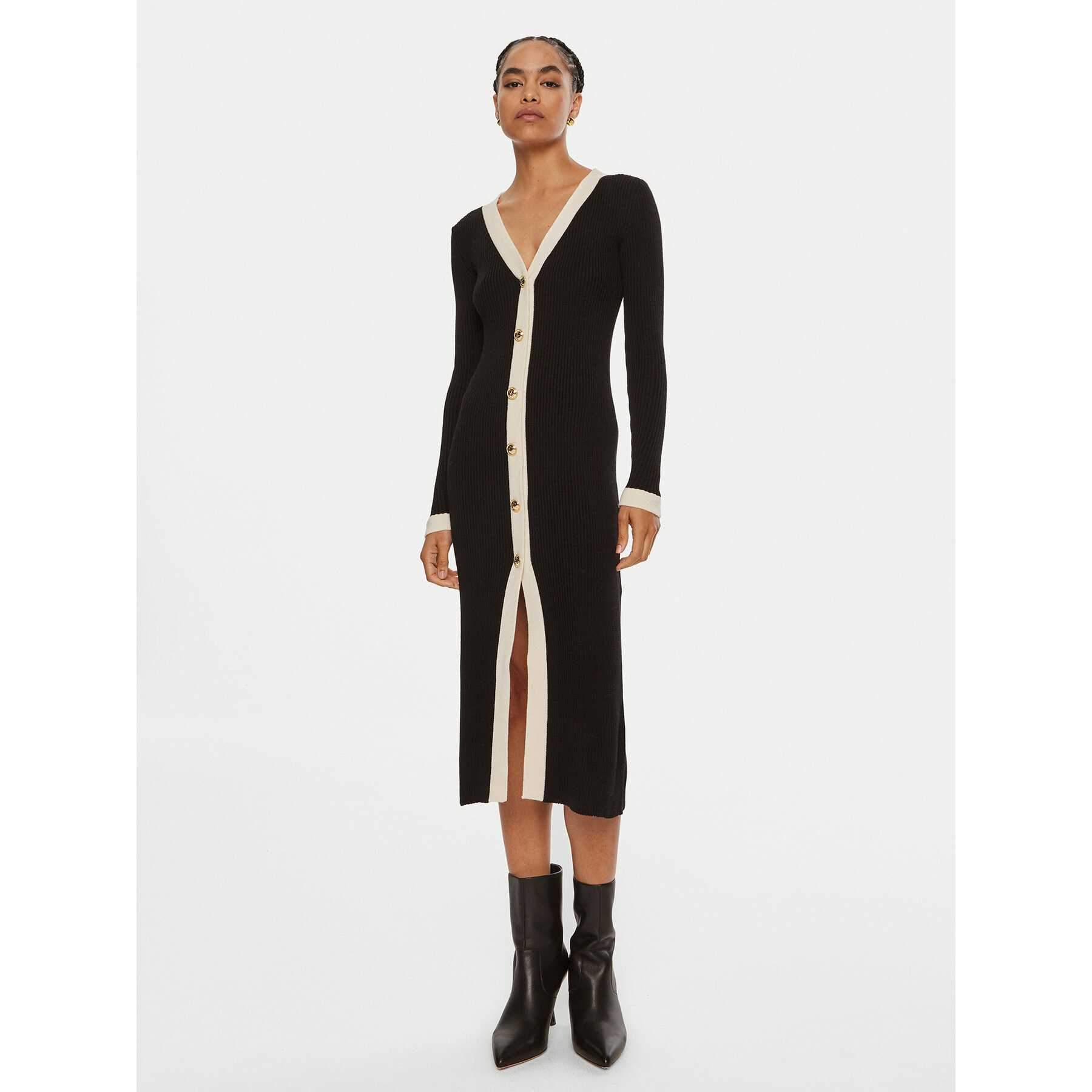 Luisa Spagnoli Sukienka dzianinowa Microfilm 58384 Czarny Slim Fit