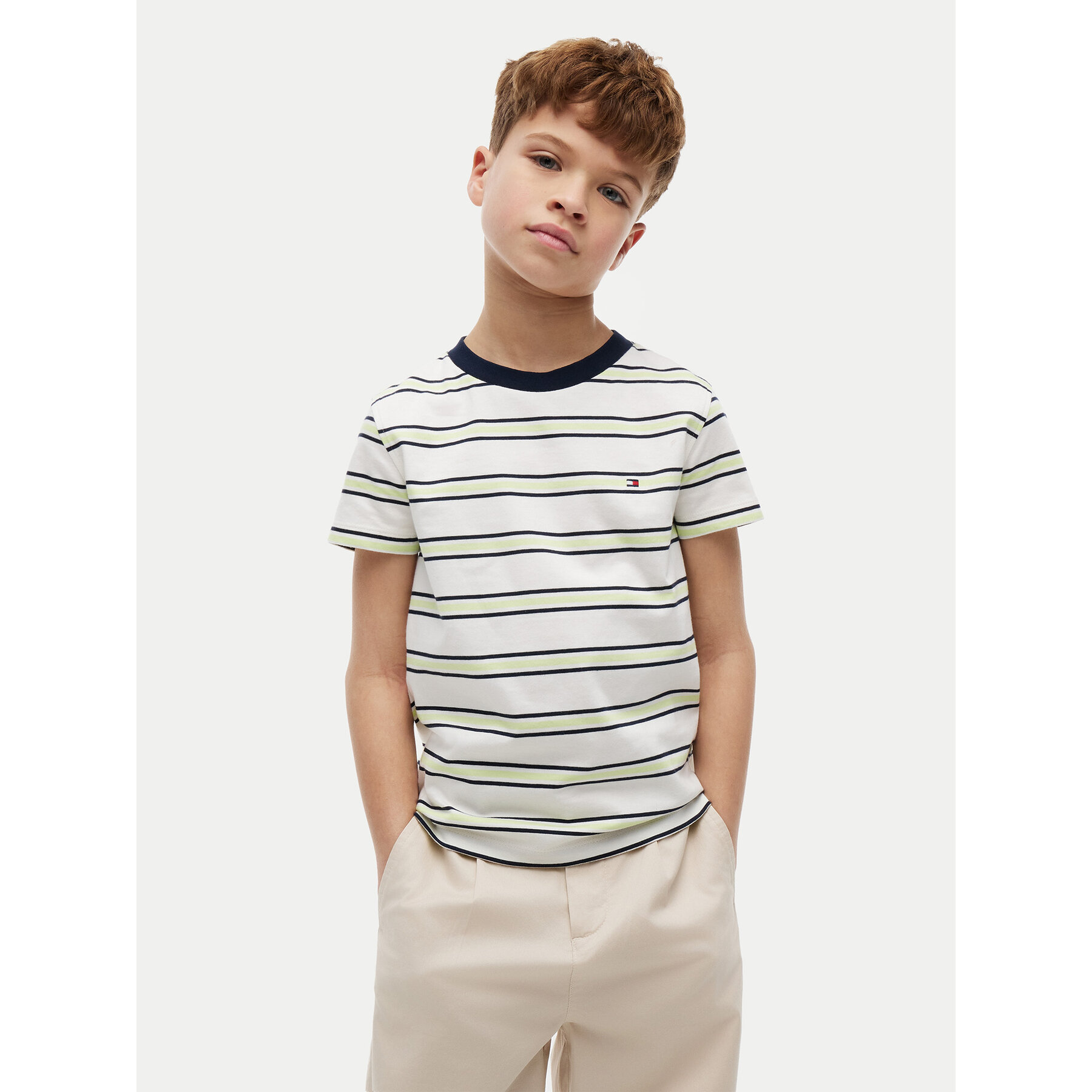 Tommy Hilfiger T-Shirt Essential KB0KB06879 Kremowy Regular Fit