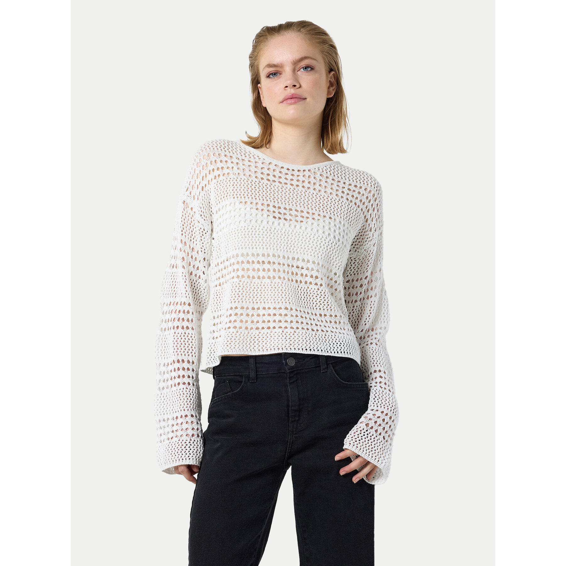 Noisy May Sweter Laika 27029389 Biały Regular Fit