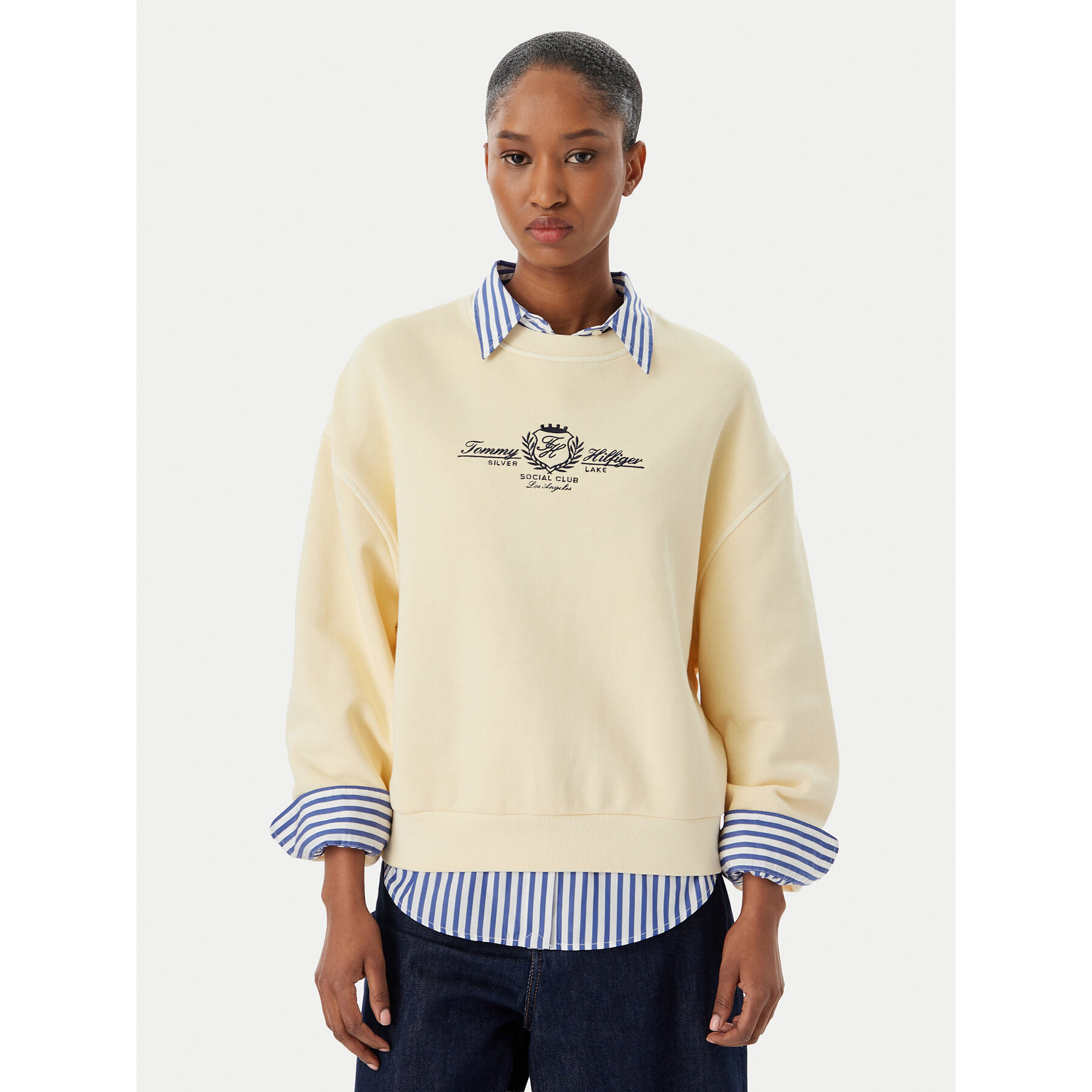 Tommy Hilfiger Bluza Crest Embroidery WW0WW48733 Beżowy Relaxed Fit