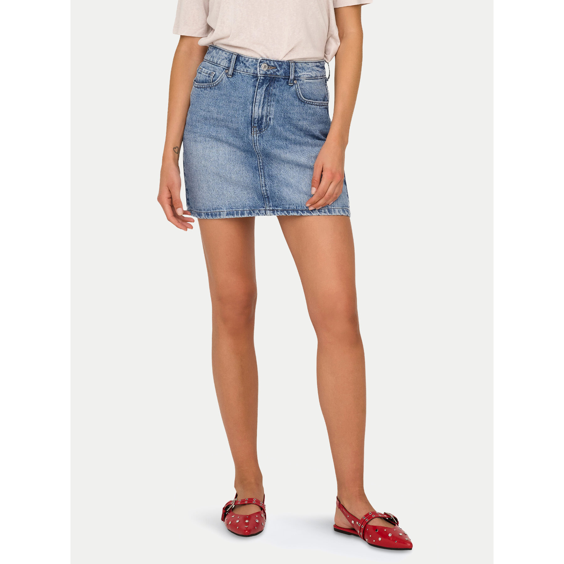 ONLY Spódnica jeansowa Stella 15339630 Niebieski Regular Fit