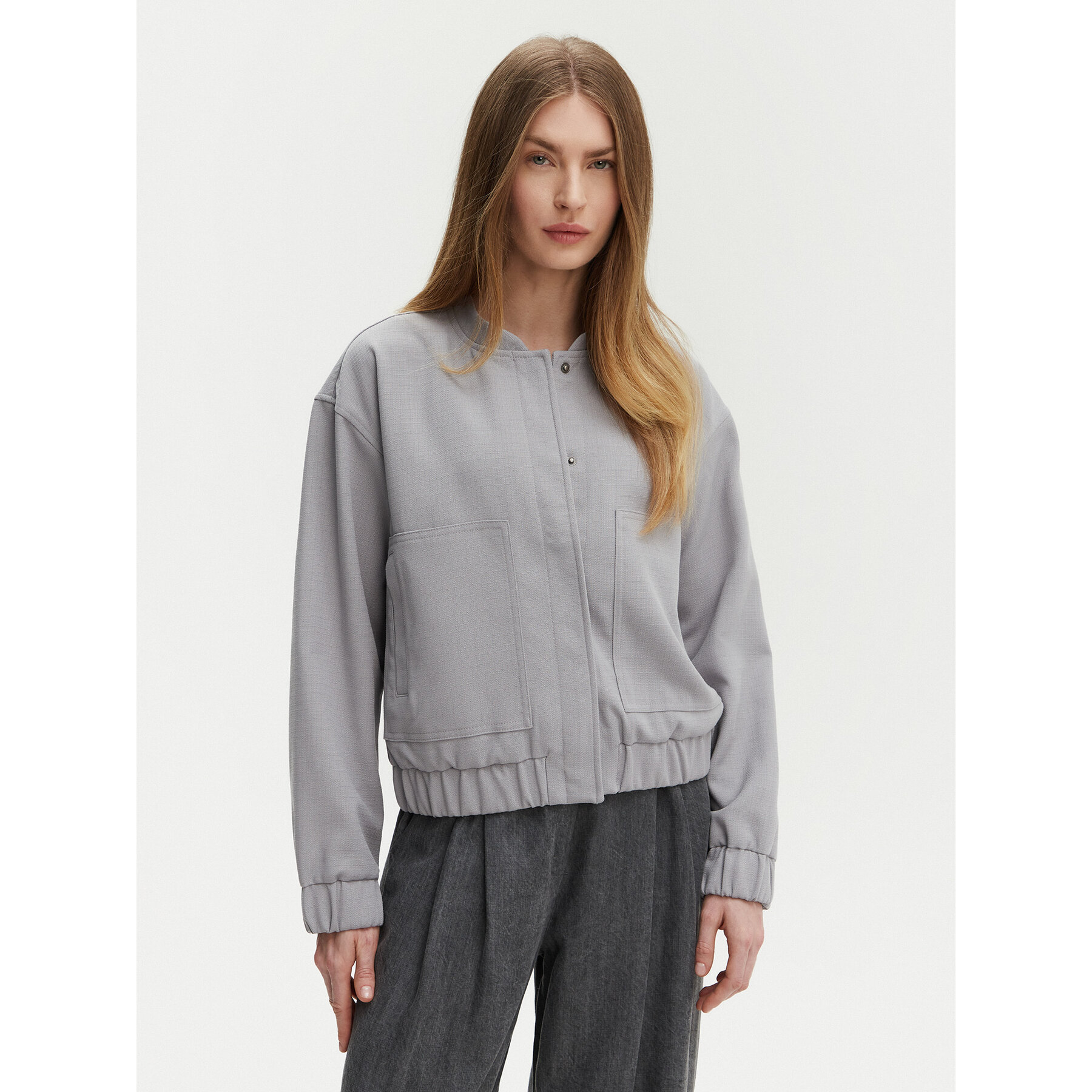 Pieces Kurtka bomber Annie 17150150 Szary Regular Fit