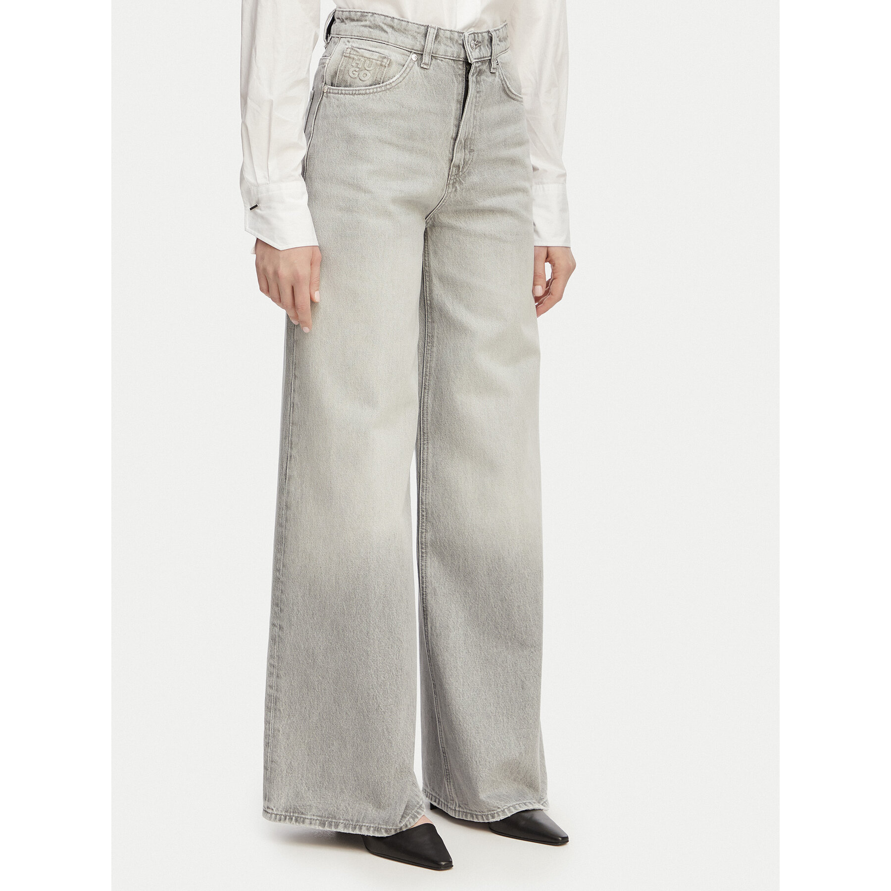 HUGO Jeansy 937 50557053 Szary jasny Wide Leg