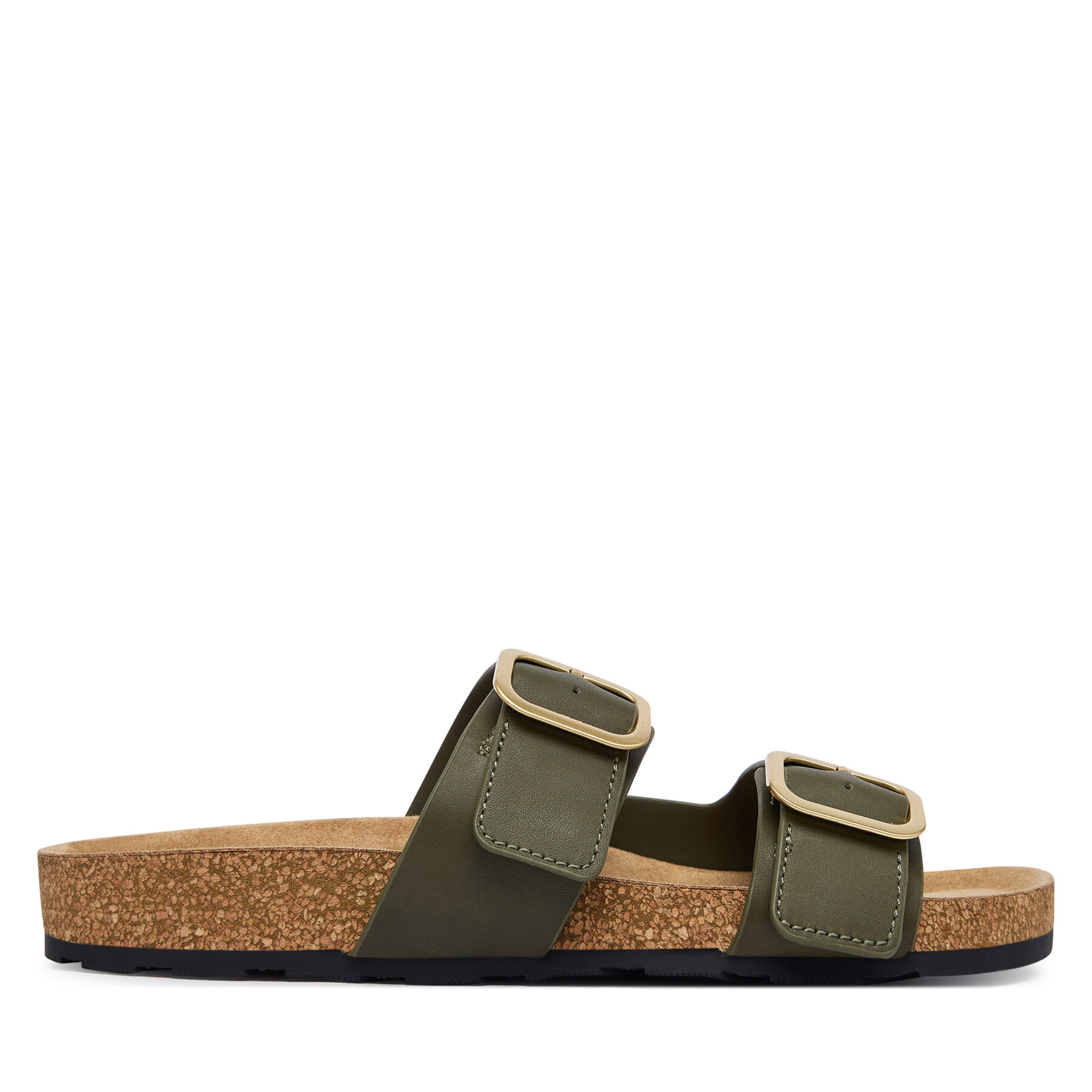 Tommy Hilfiger Klapki Leather Double Strap Cork Sandals FW0FW09118 Zielony