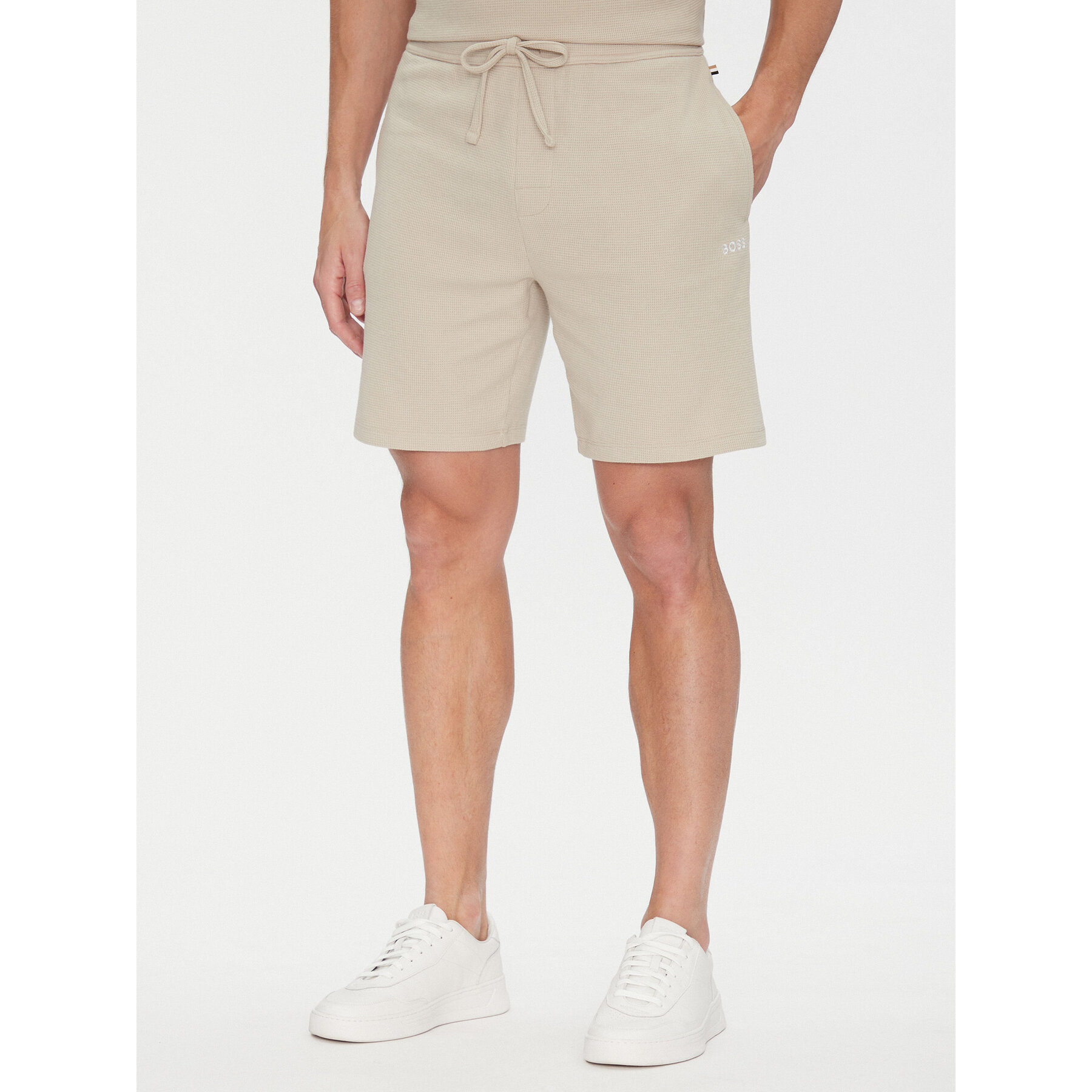 BOSS Szorty sportowe Waffle 50535884 Beżowy Regular Fit