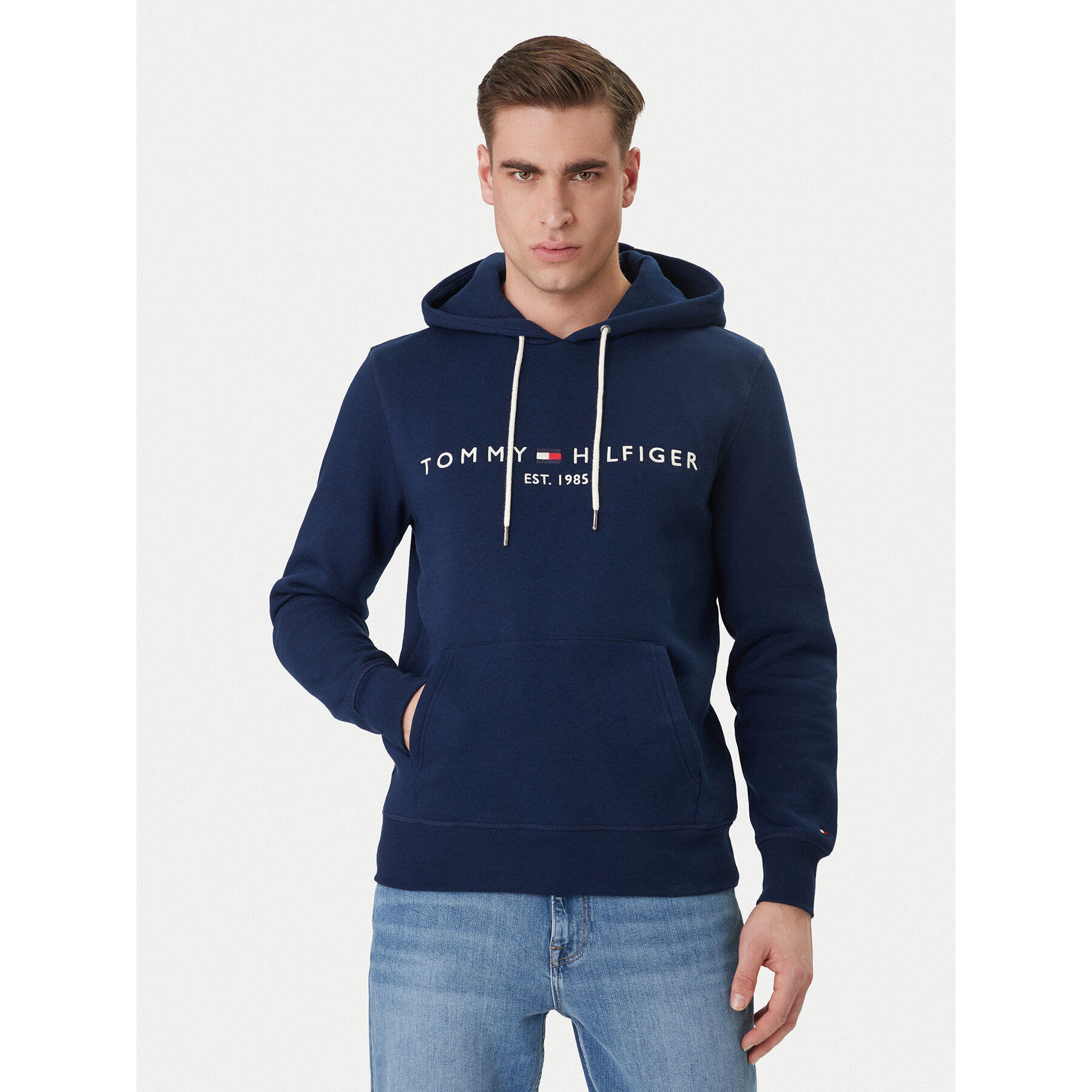 Tommy Hilfiger Bluza Logo MW0MW11599 Granatowy Regular Fit