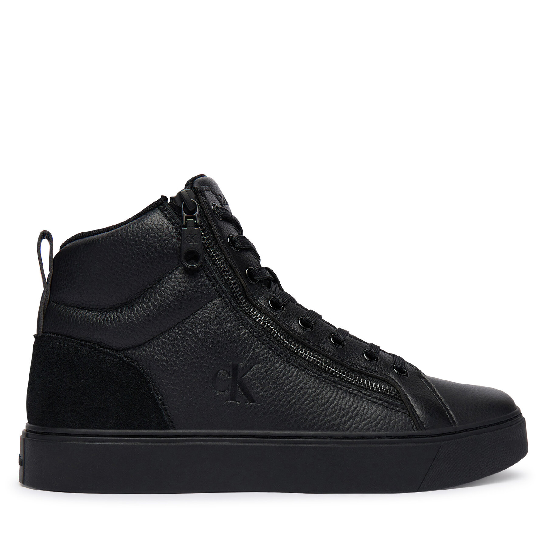 Calvin Klein Sneakersy Classic Cup Mid Laceup Zip Lth YM0YM01428 Czarny